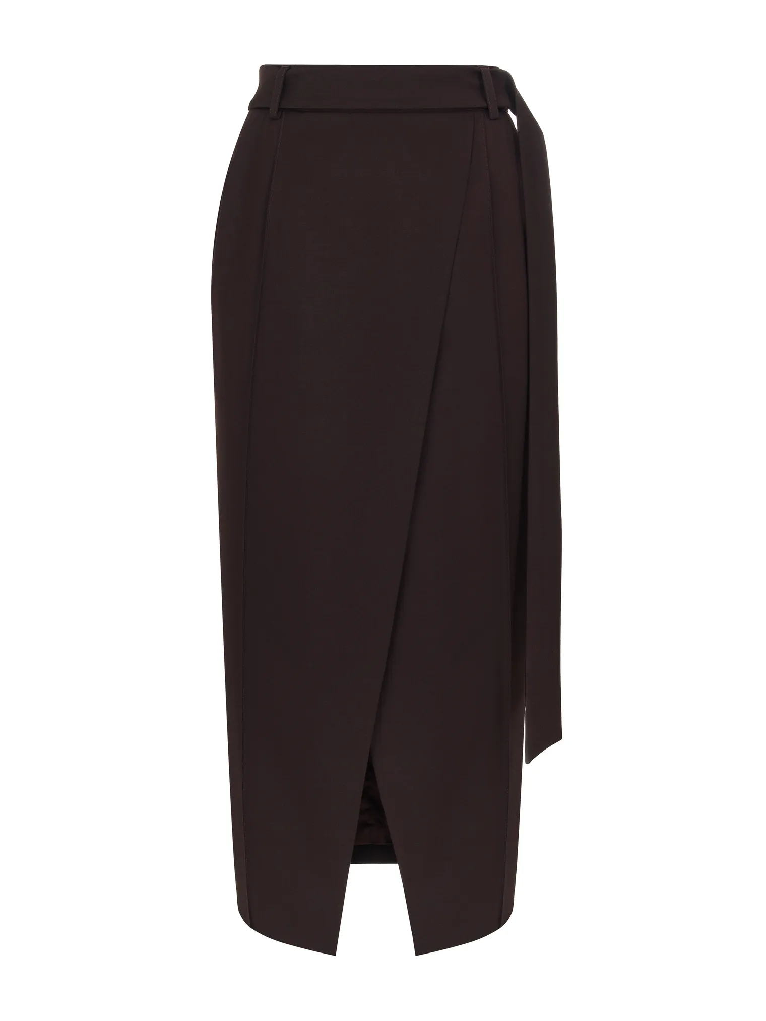 Юбка миди с поясом трюфельного цвета фото 12