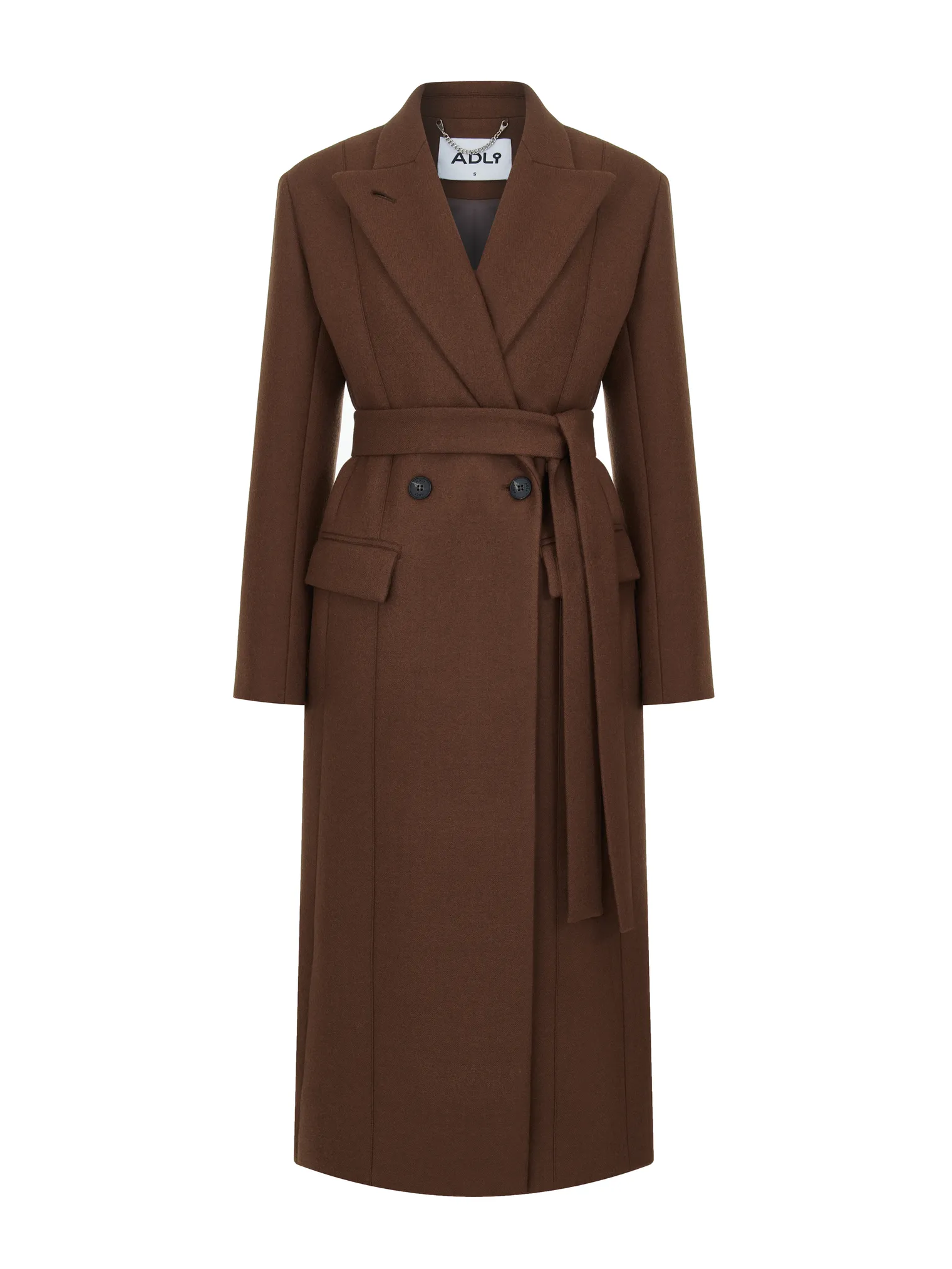 Пальто двубортное приталенное цвета корицы фото 15