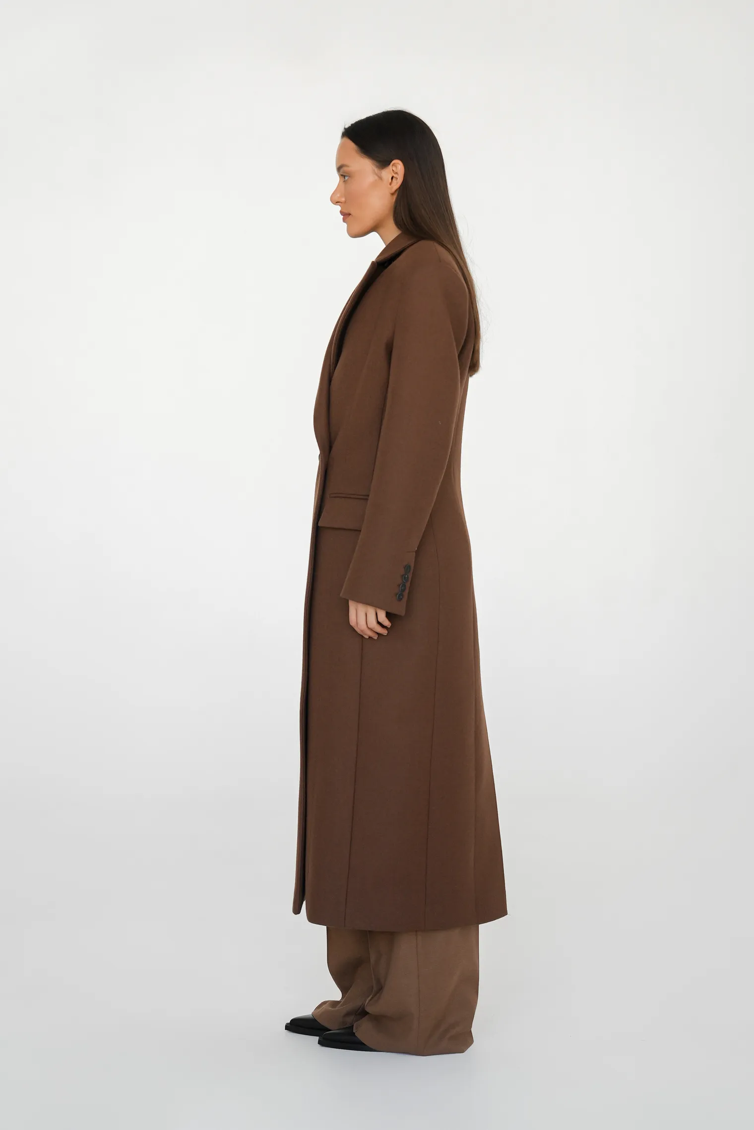 Пальто двубортное приталенное цвета корицы фото 8