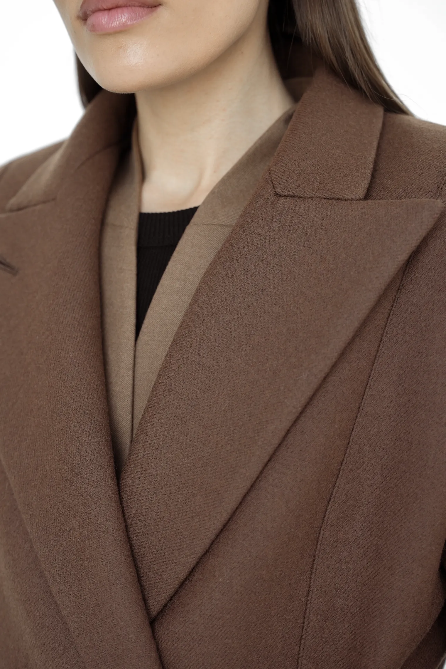 Пальто двубортное приталенное цвета корицы фото 6