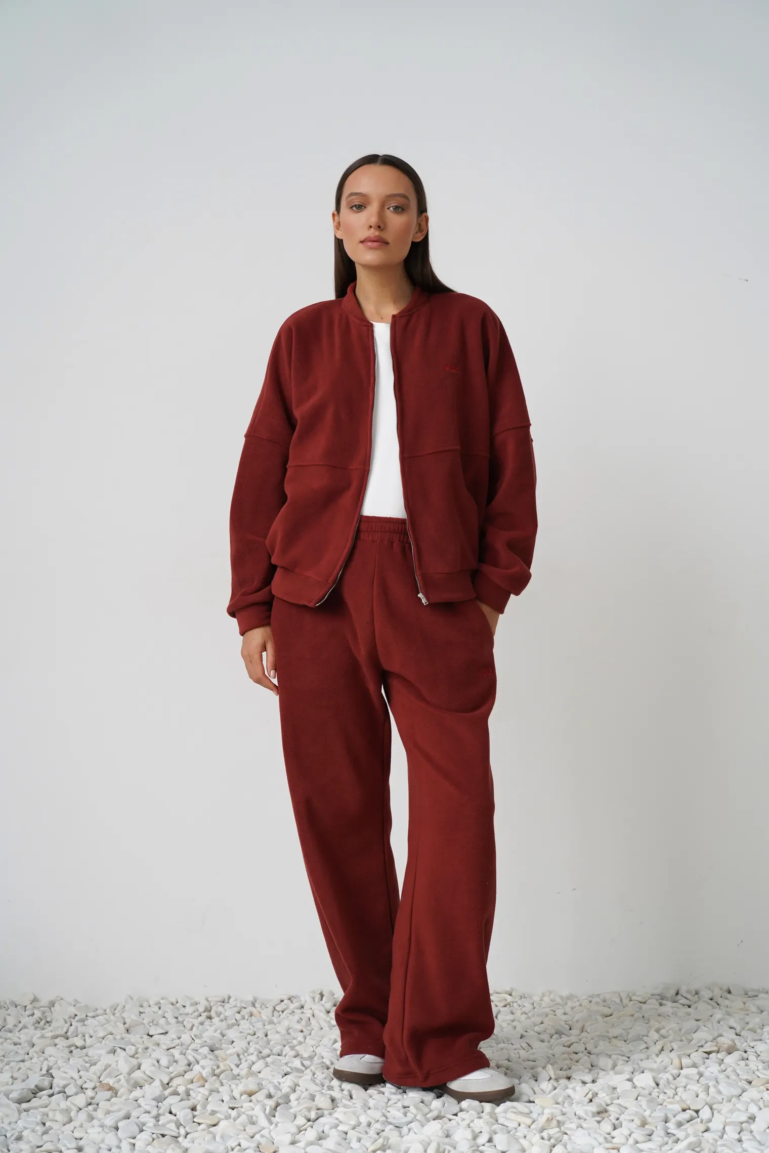 Свитшот на молнии из флиса терракотового цвета фото 3