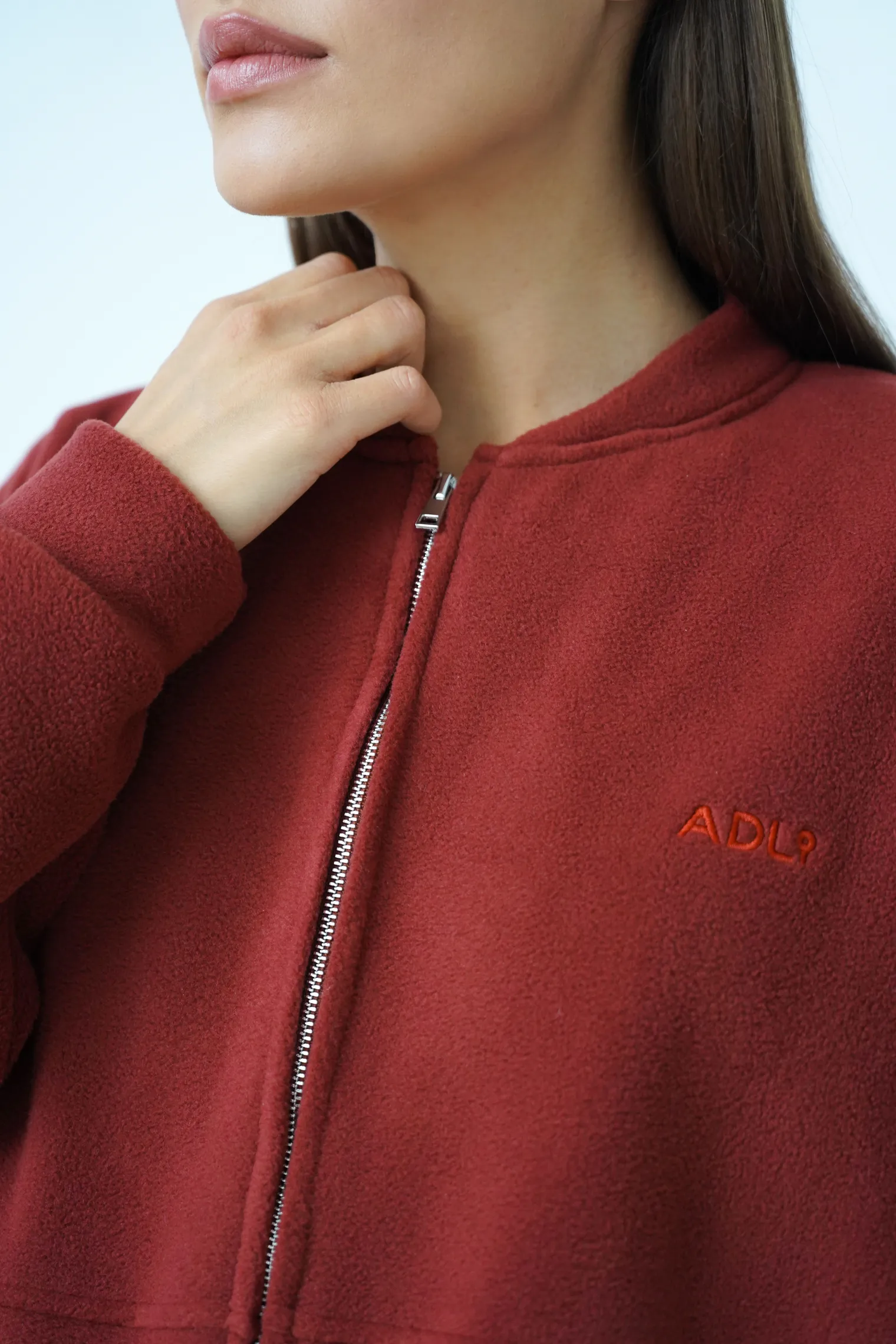 Свитшот на молнии из флиса терракотового цвета фото 2