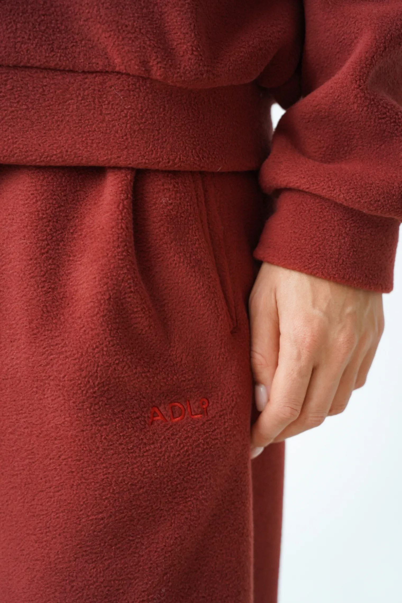 Свитшот на молнии из флиса терракотового цвета фото 7