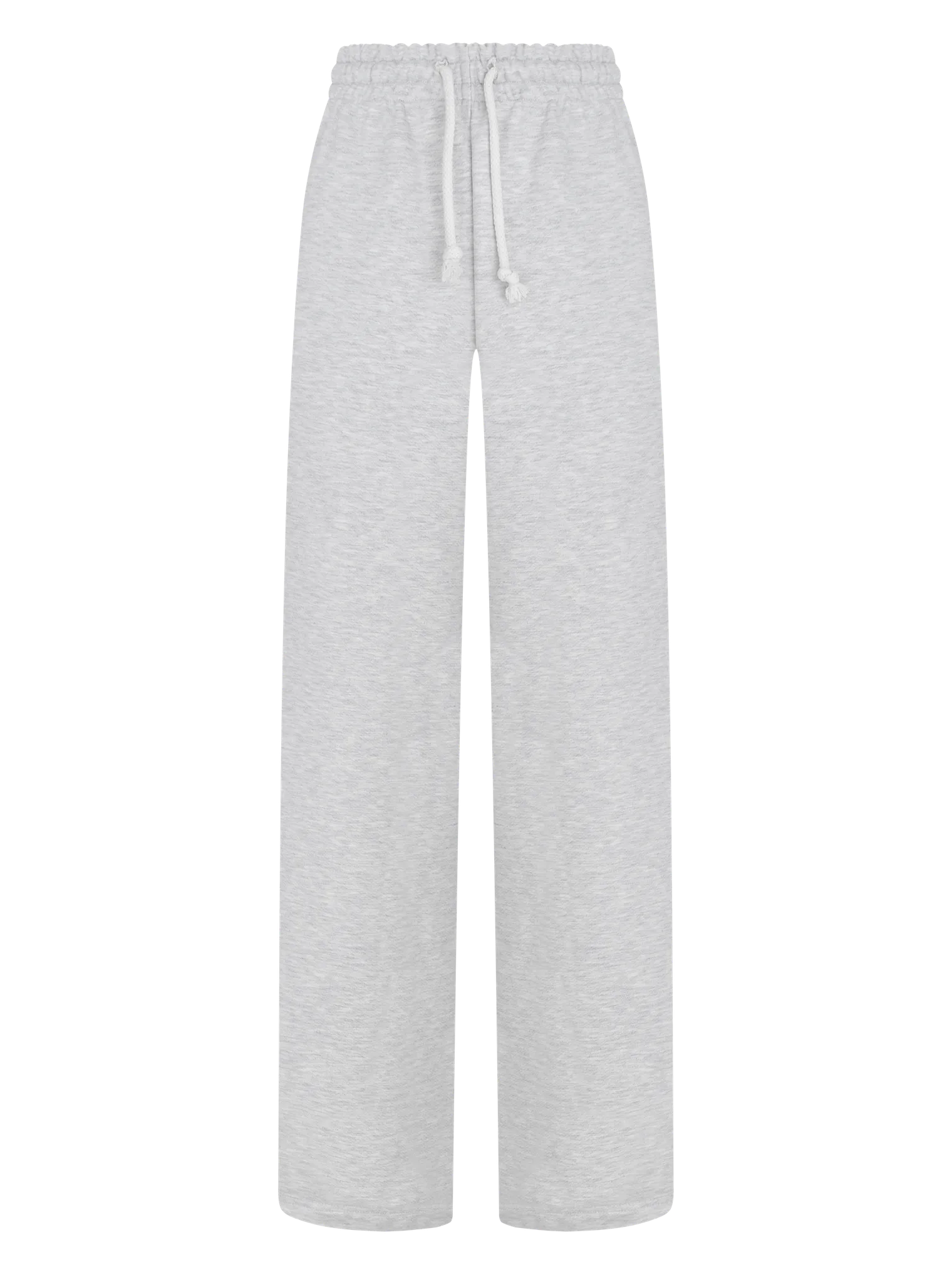 Брюки из плотного хлопка прямого кроя на кулисе цвета серый меланж фото 2