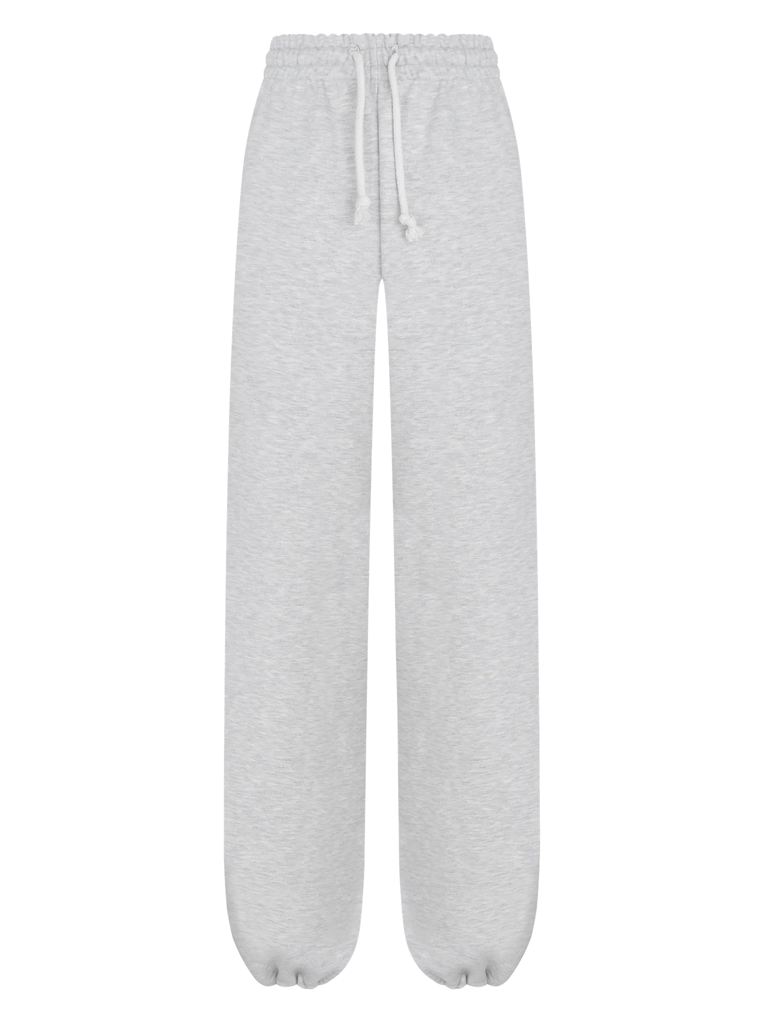 Брюки из плотного хлопка прямого кроя на кулисе цвета серый меланж фото 1