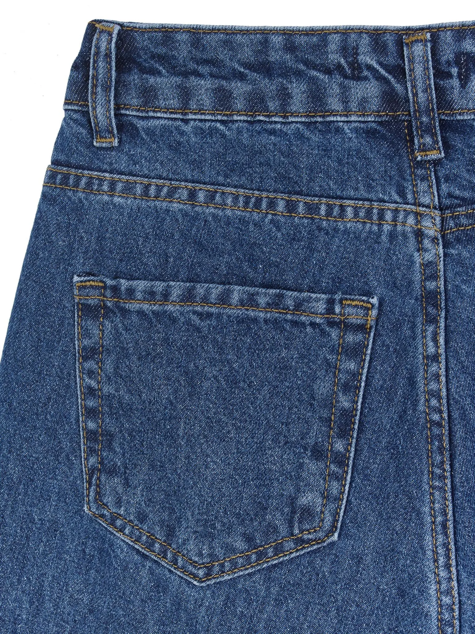 Джинсы широкого кроя с завышенной талией тёмно-голубого цвета фото 2