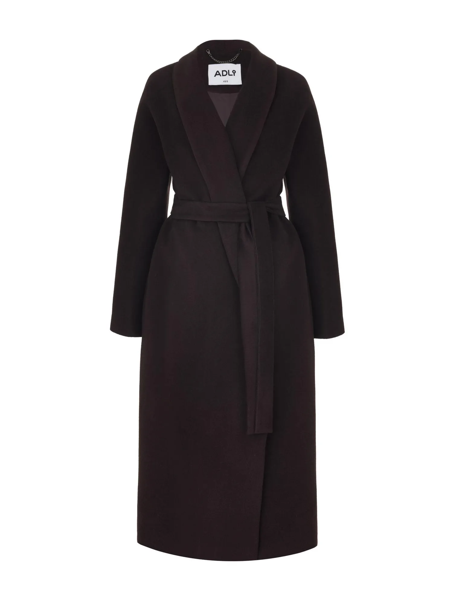 Пальто-халат свободного кроя с цельнокройным рукавом цвета горький шоколад фото 8