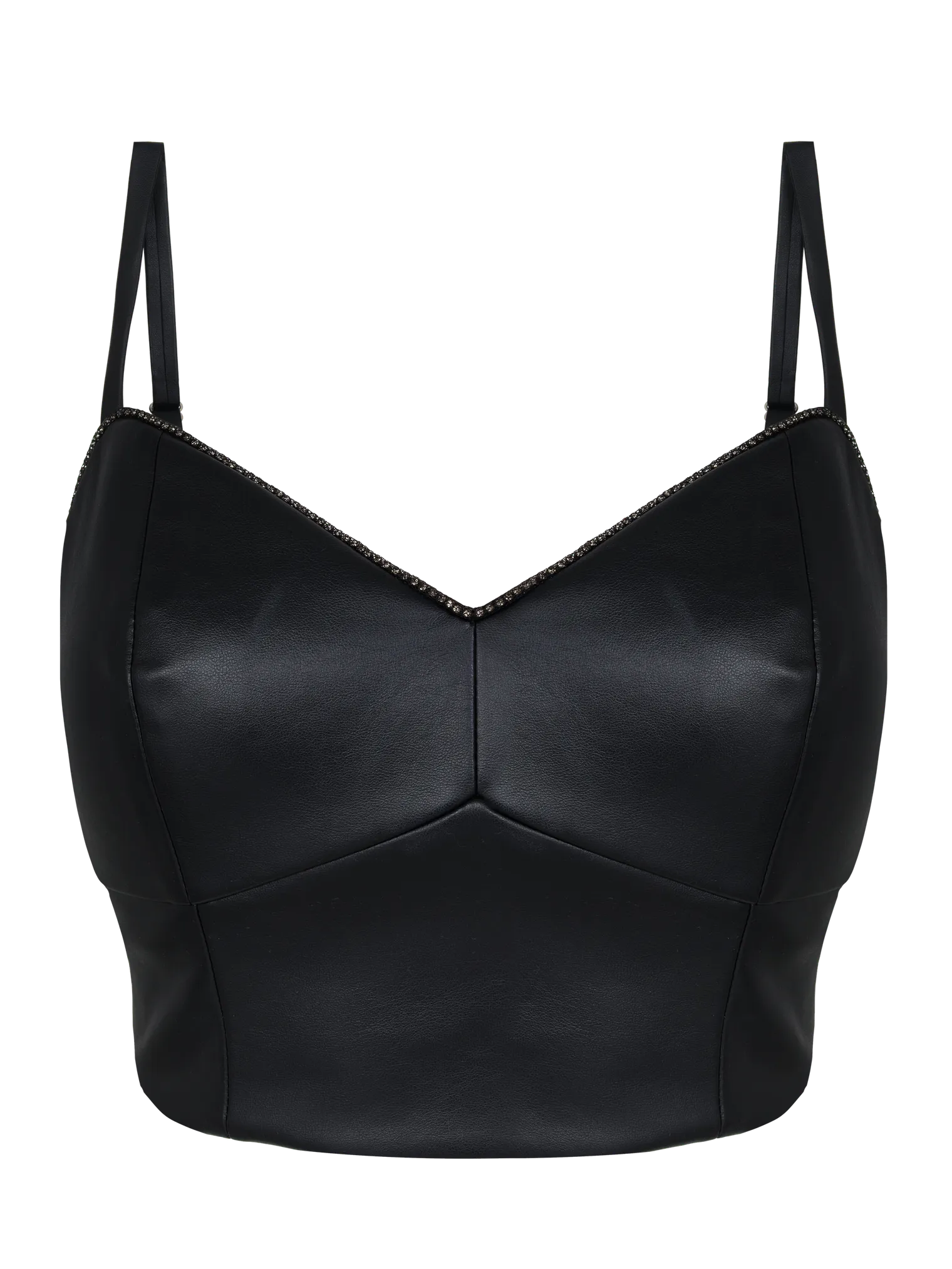 Топ на бретелях из эко-кожи чёрного цвета фото 1