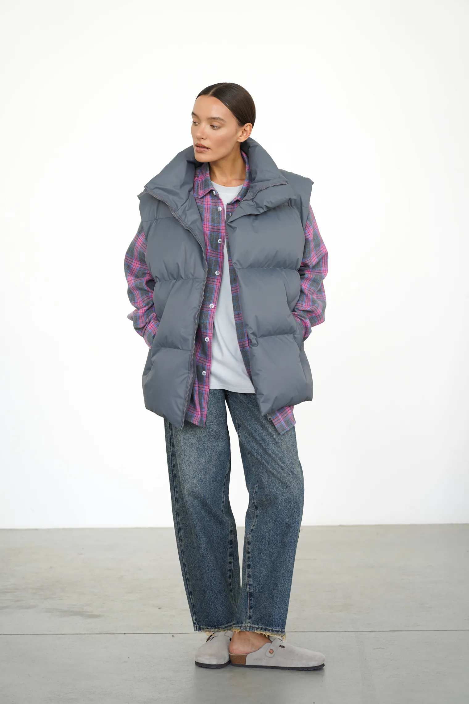 Джинсы свободного кроя в винтажном стиле синего цвета фото 7