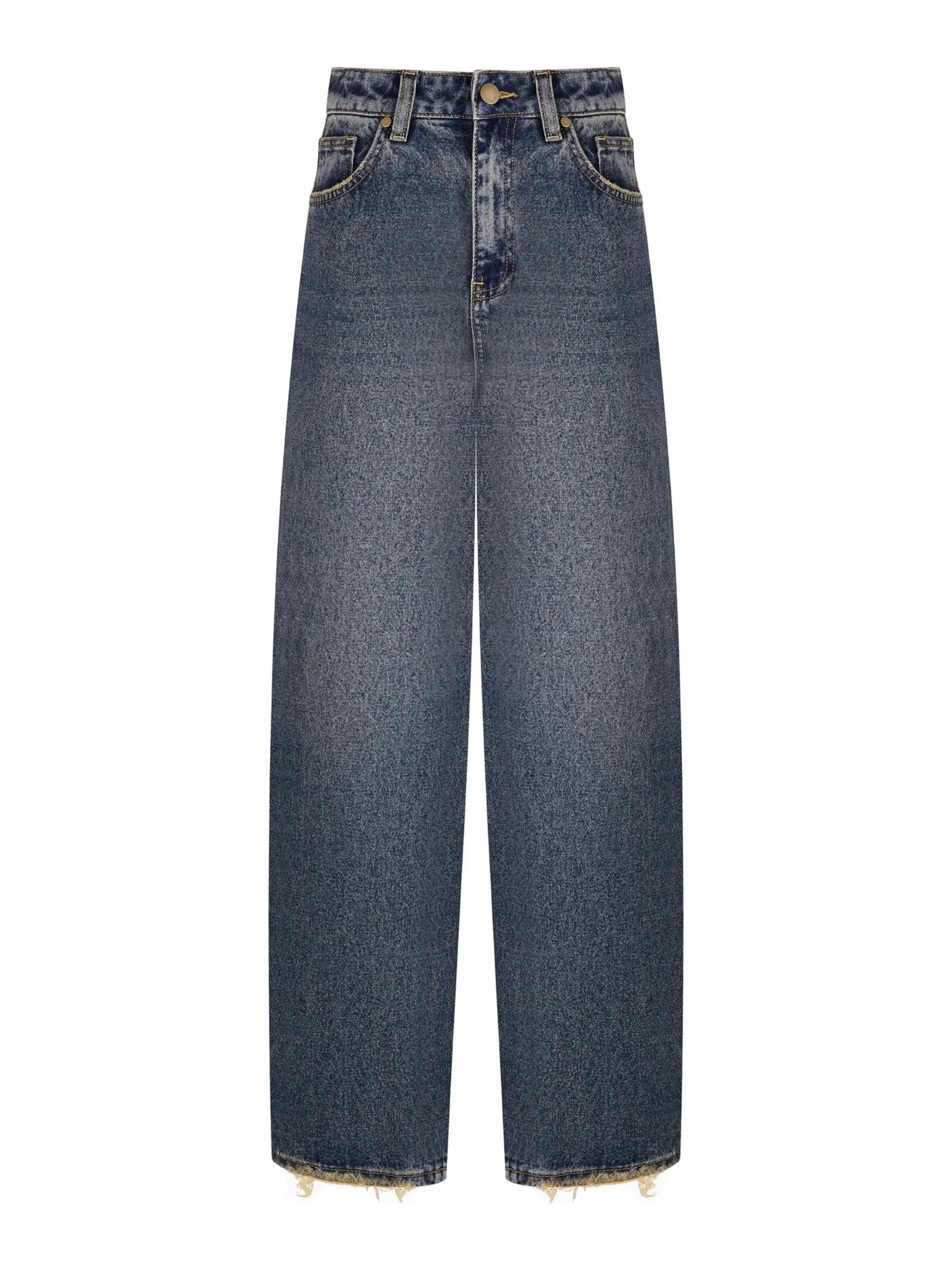 Джинсы свободного кроя в винтажном стиле синего цвета фото 8