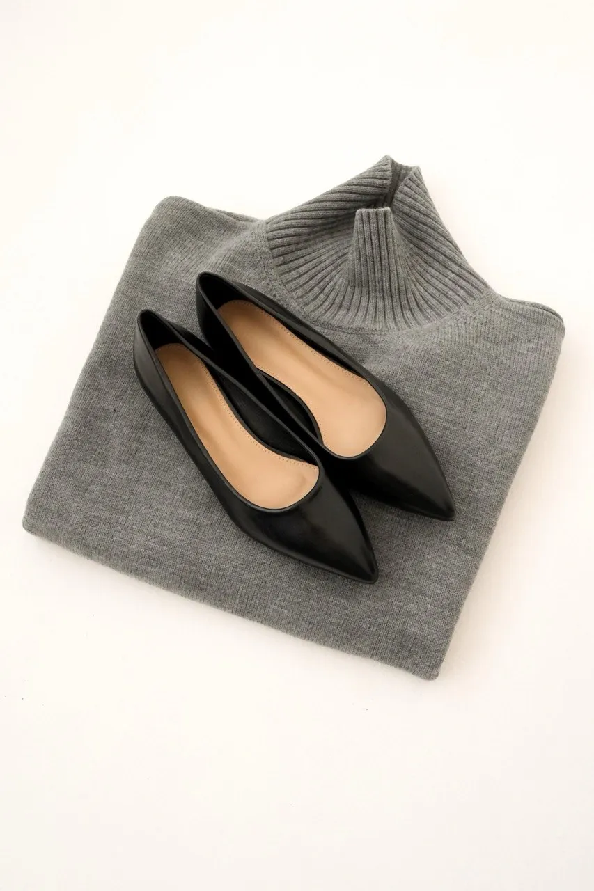 Джемпер мелкой вязки с высоким воротником пепельного цвета фото 4