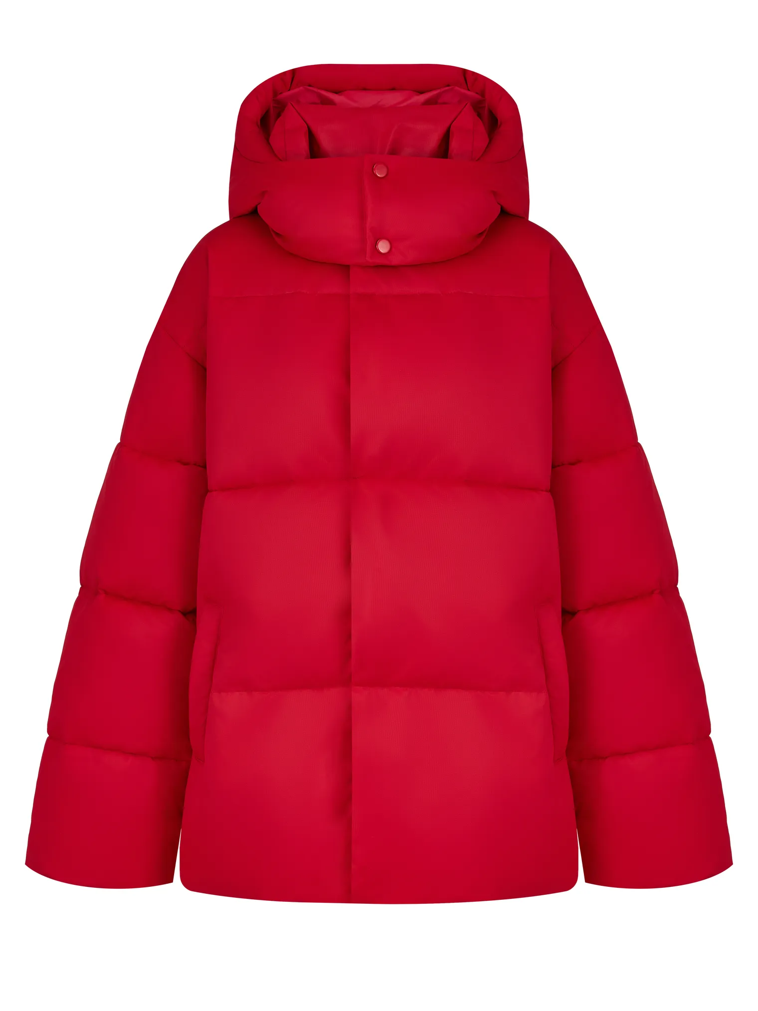 Пуховик стёганный с капюшоном красного цвета фото 9