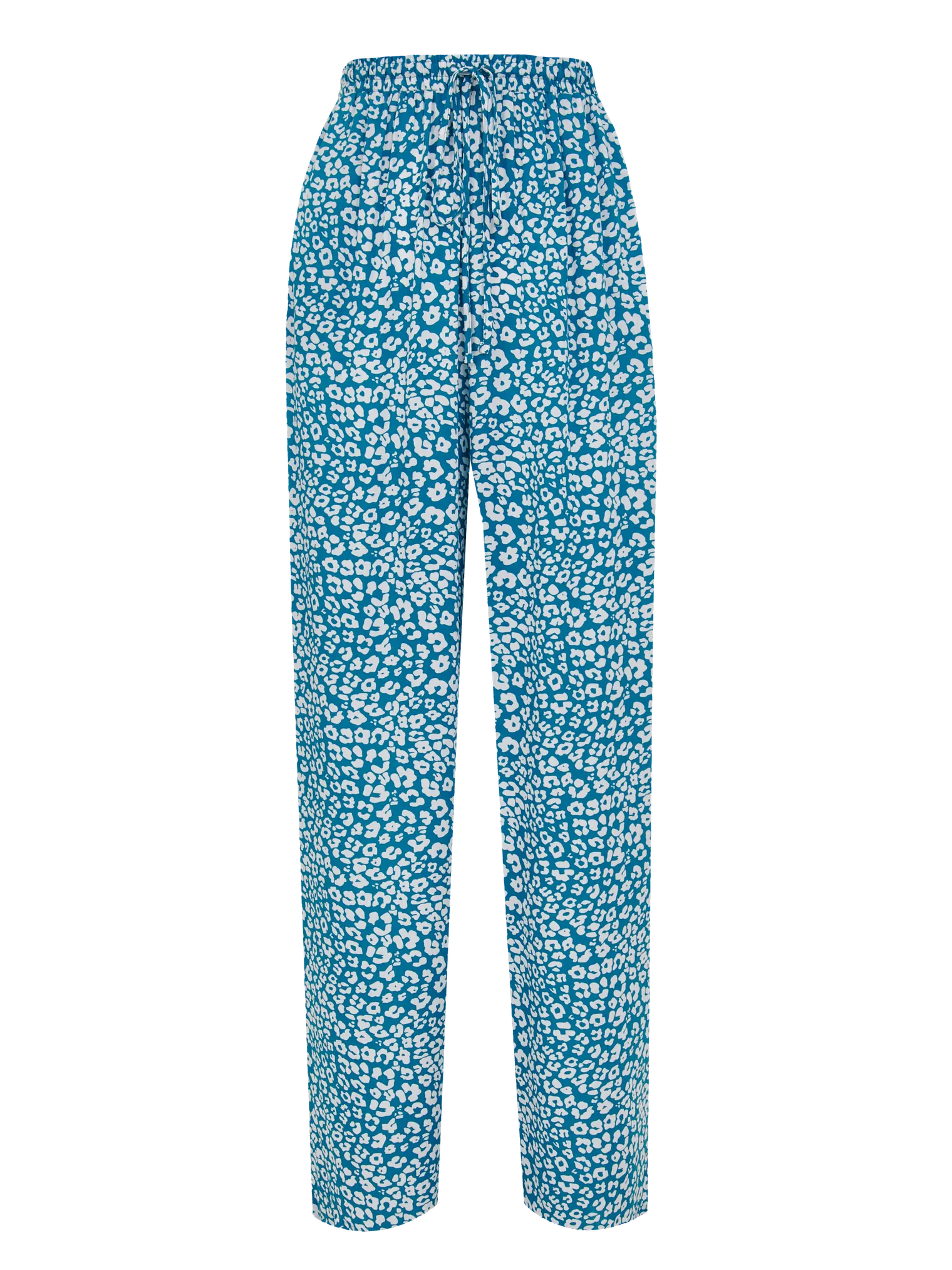 Костюм из хлопка: рубашка, брюки, топ с принтом в цвете бирюзово/белый фото 3