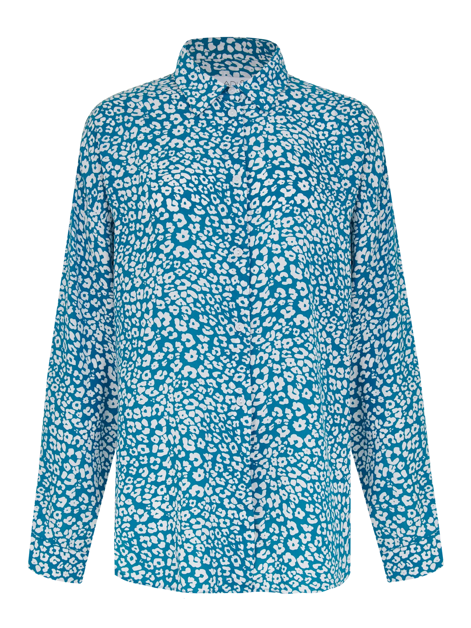 Костюм из хлопка: рубашка, брюки, топ с принтом в цвете бирюзово/белый фото 4