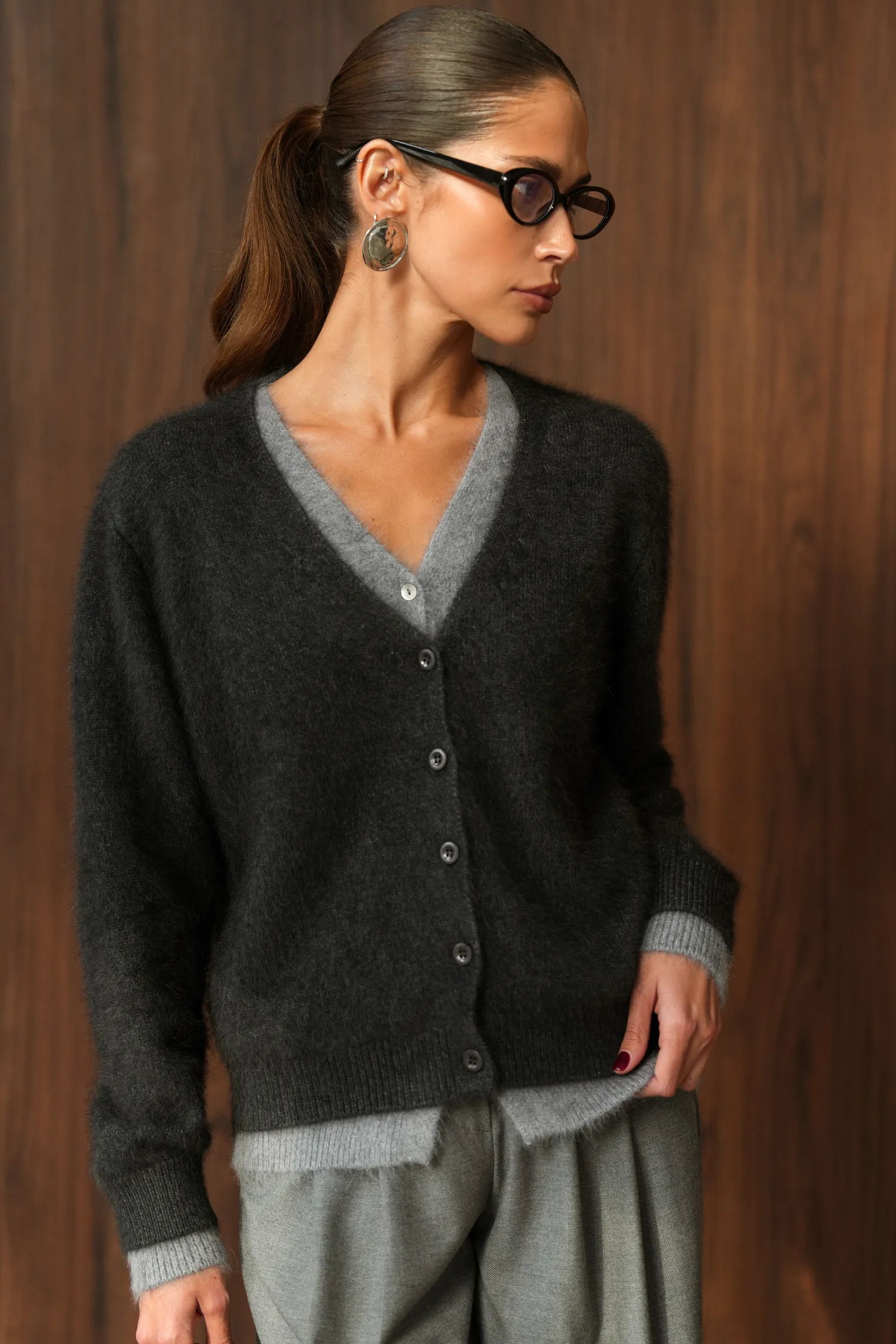 Кардиган Double в цвете графитовый/серый фото 4