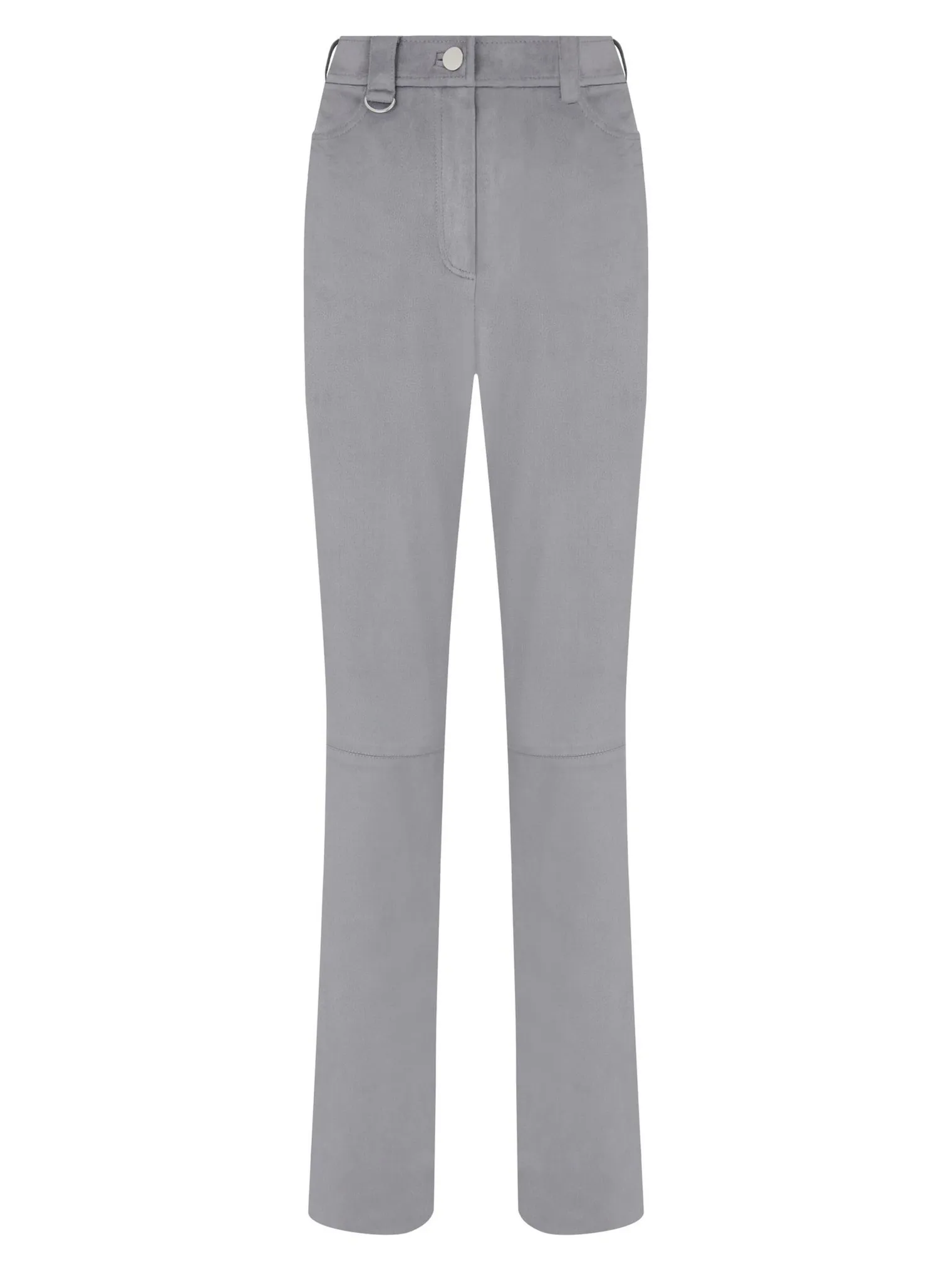 Брюки широкого кроя с завышенной талией из экозамши пепельного цвета фото 6