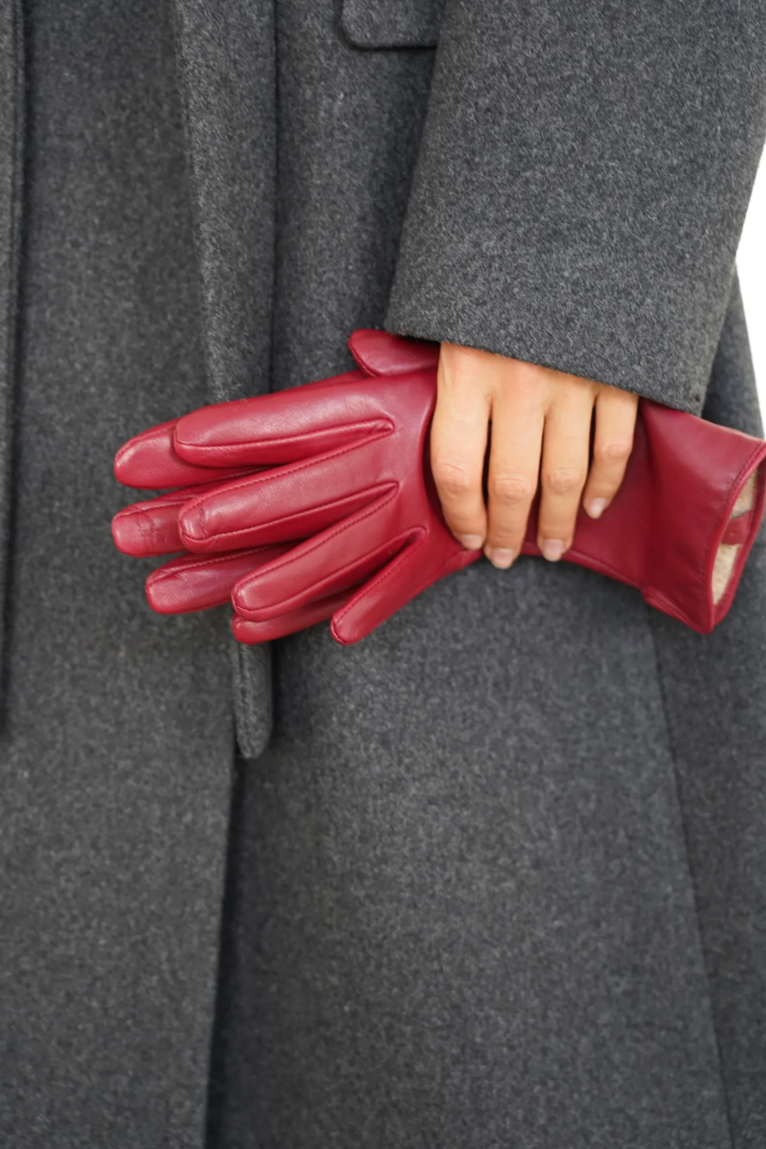 Перчатки из кожи винного цвета фото 6