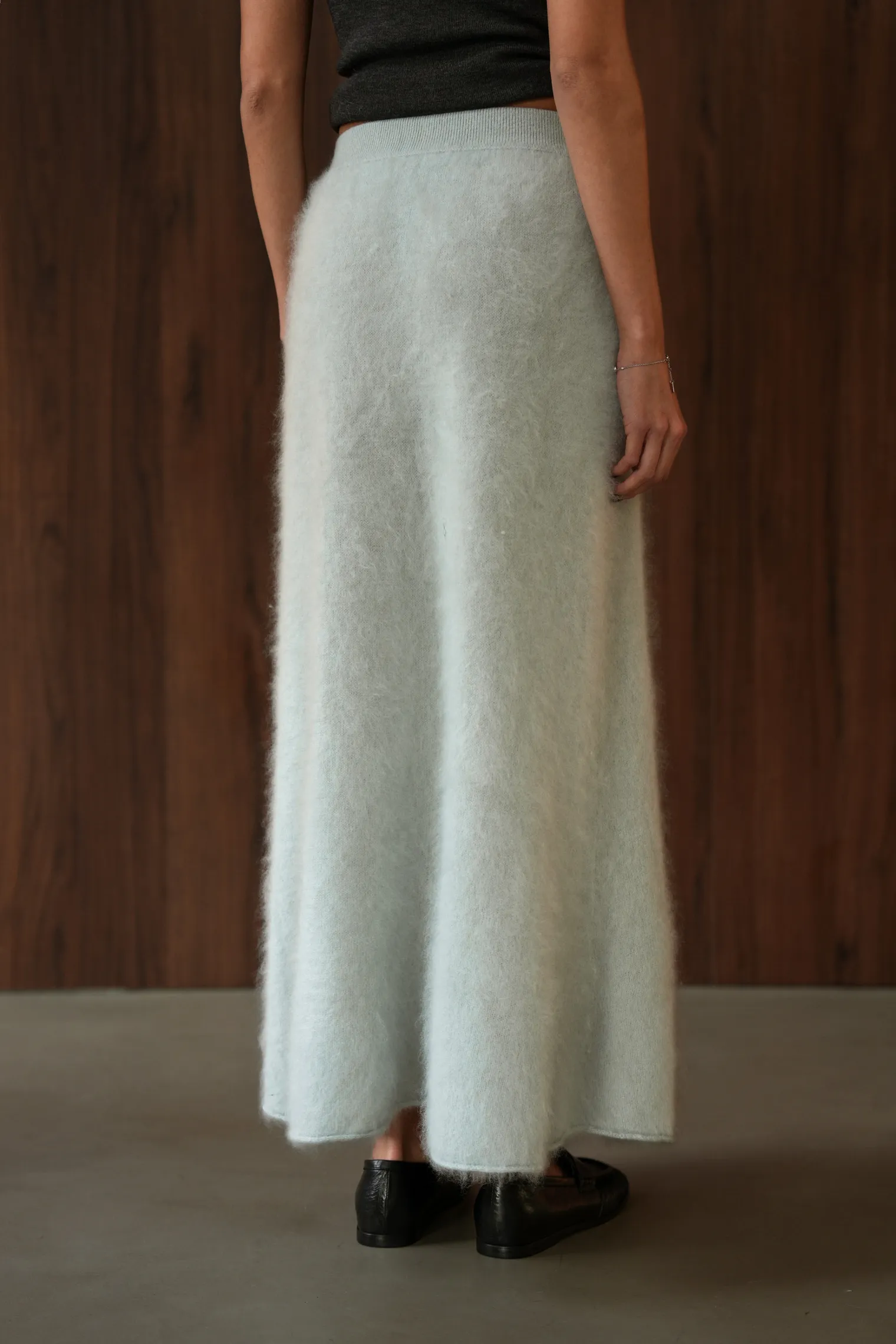 Комплект Prima: кардиган, юбка из кашемира голубого цвета фото 13