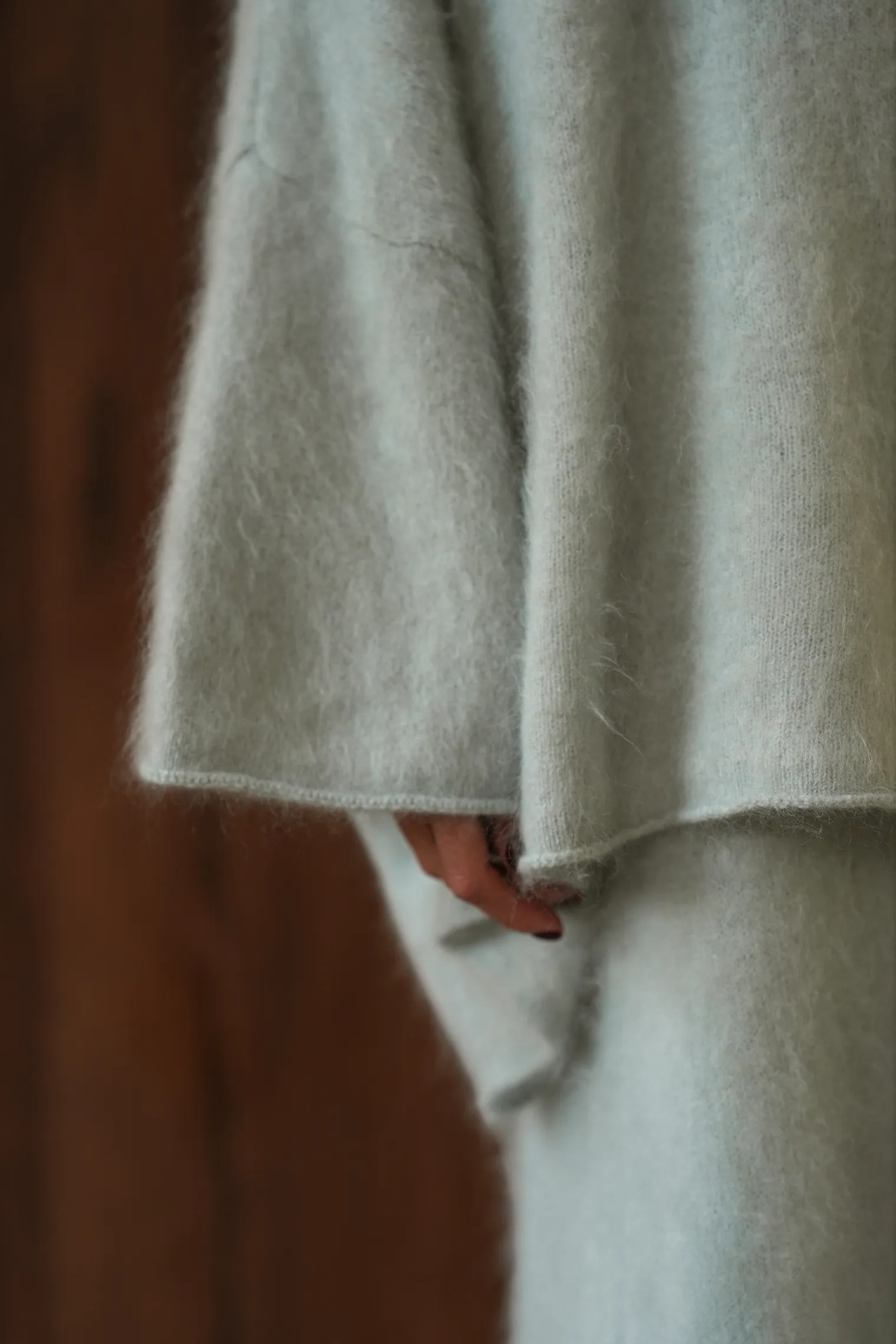 Комплект Prima: кардиган, юбка из кашемира голубого цвета фото 8