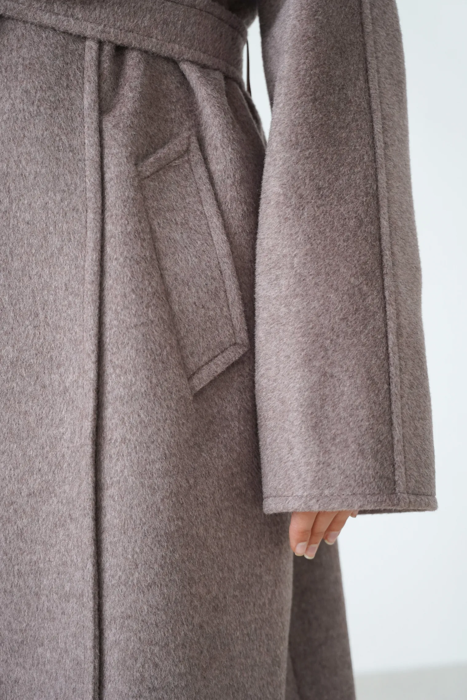 Пальто-халат с цельнокройным рукавом кофейного цвета фото 2