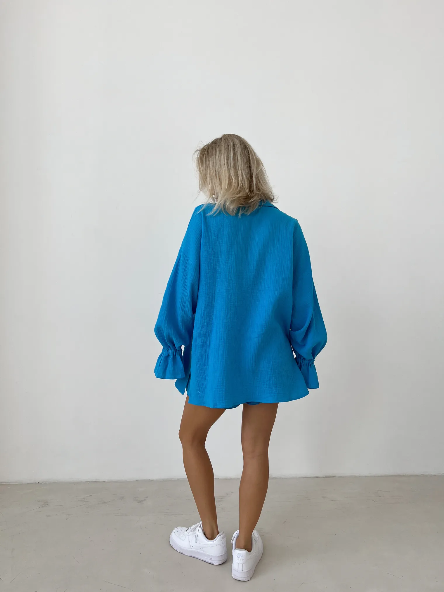 Костюм из муслина: рубашка, шорты цвета аквамарин фото 6