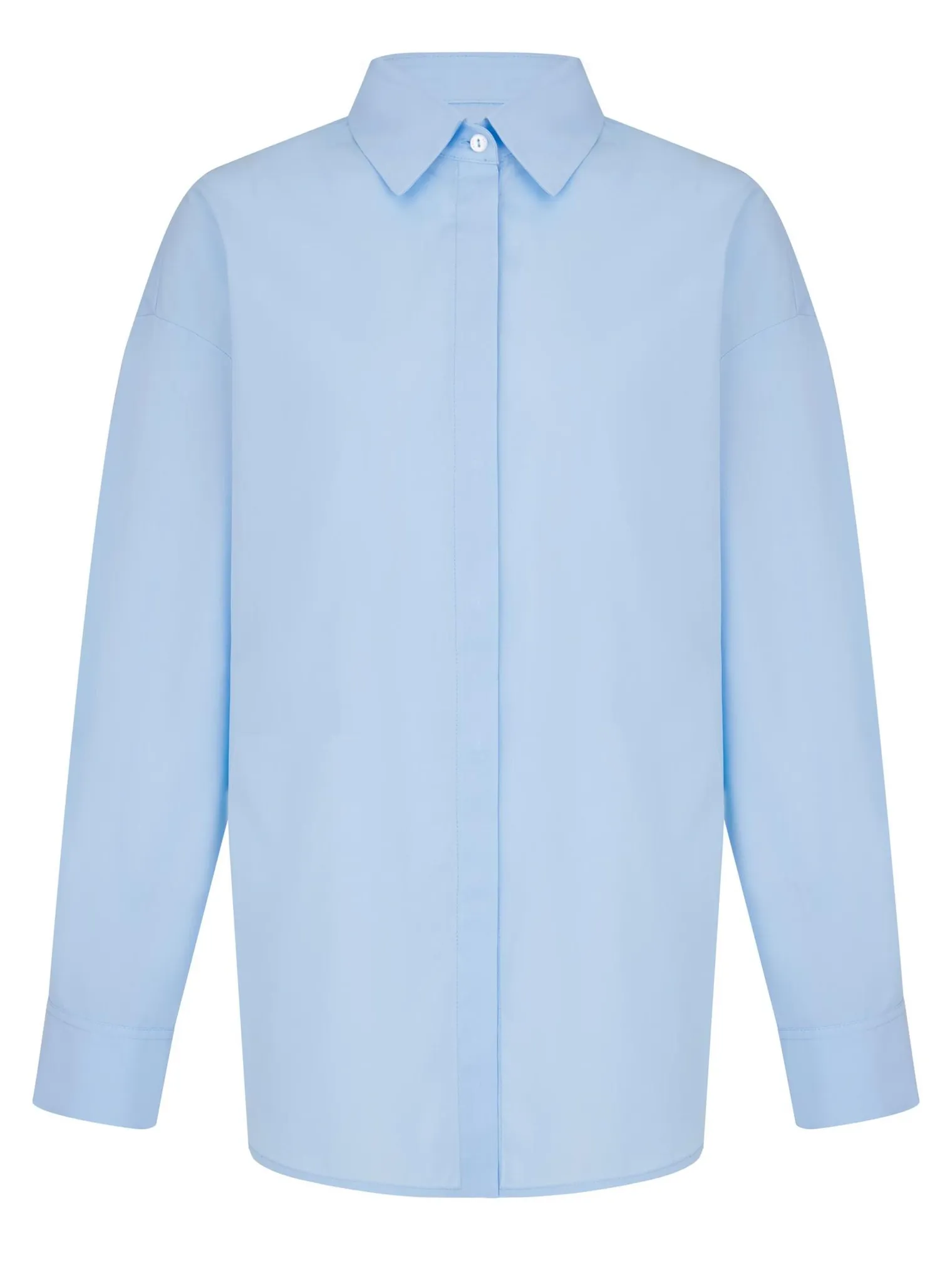 Рубашка свободного кроя голубого цвета фото 8