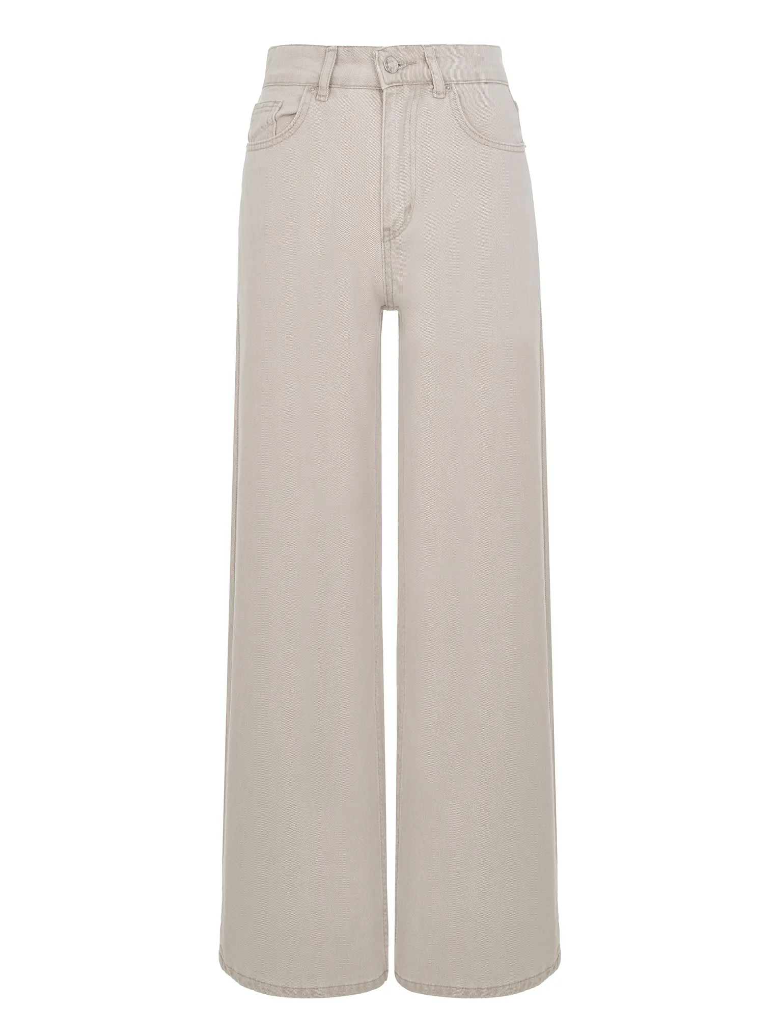 Джинсы широкого кроя с завышенной талией бежевого цвета фото 1