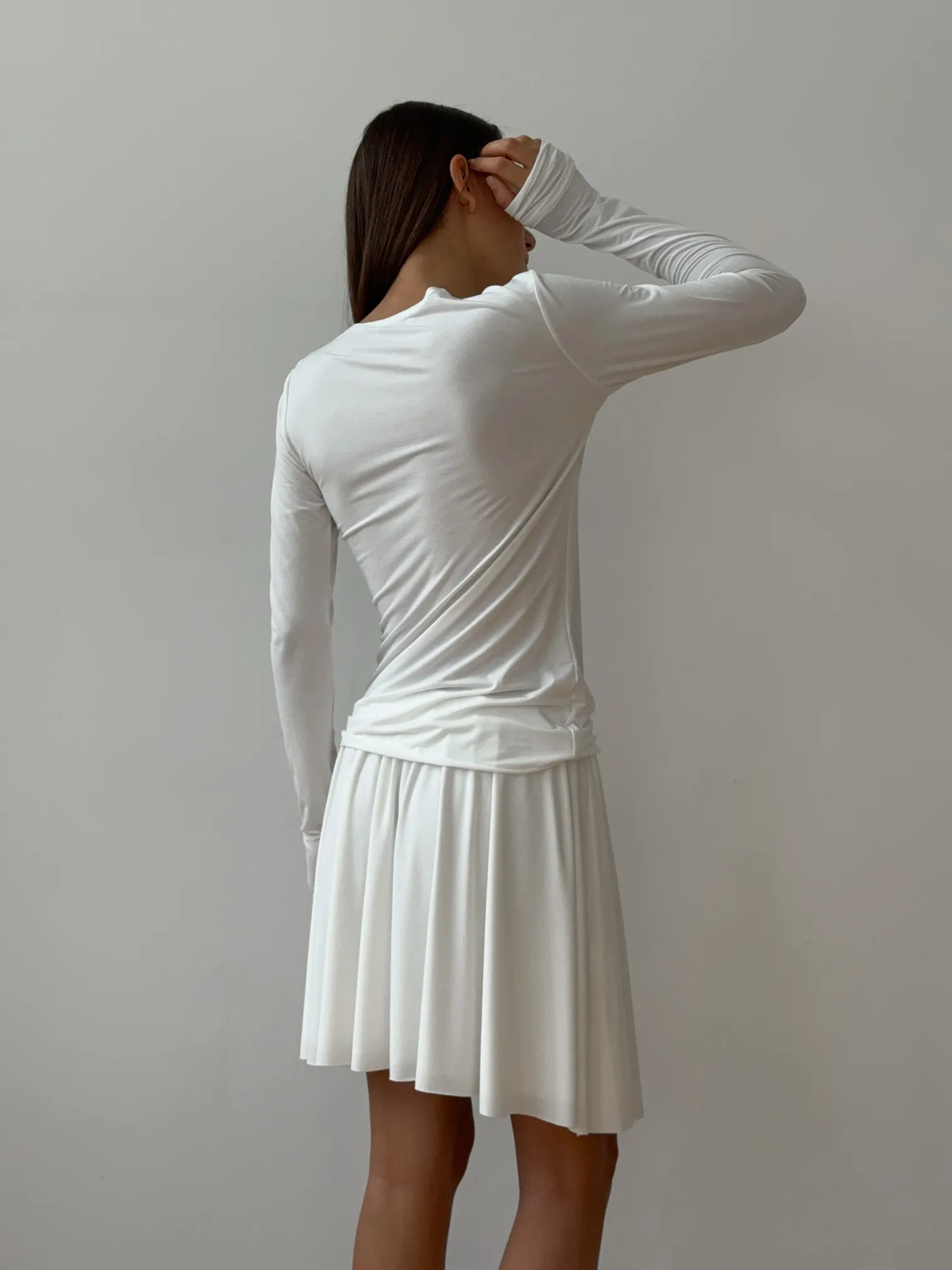 Юбка мини из трикотажа белого цвета фото 5