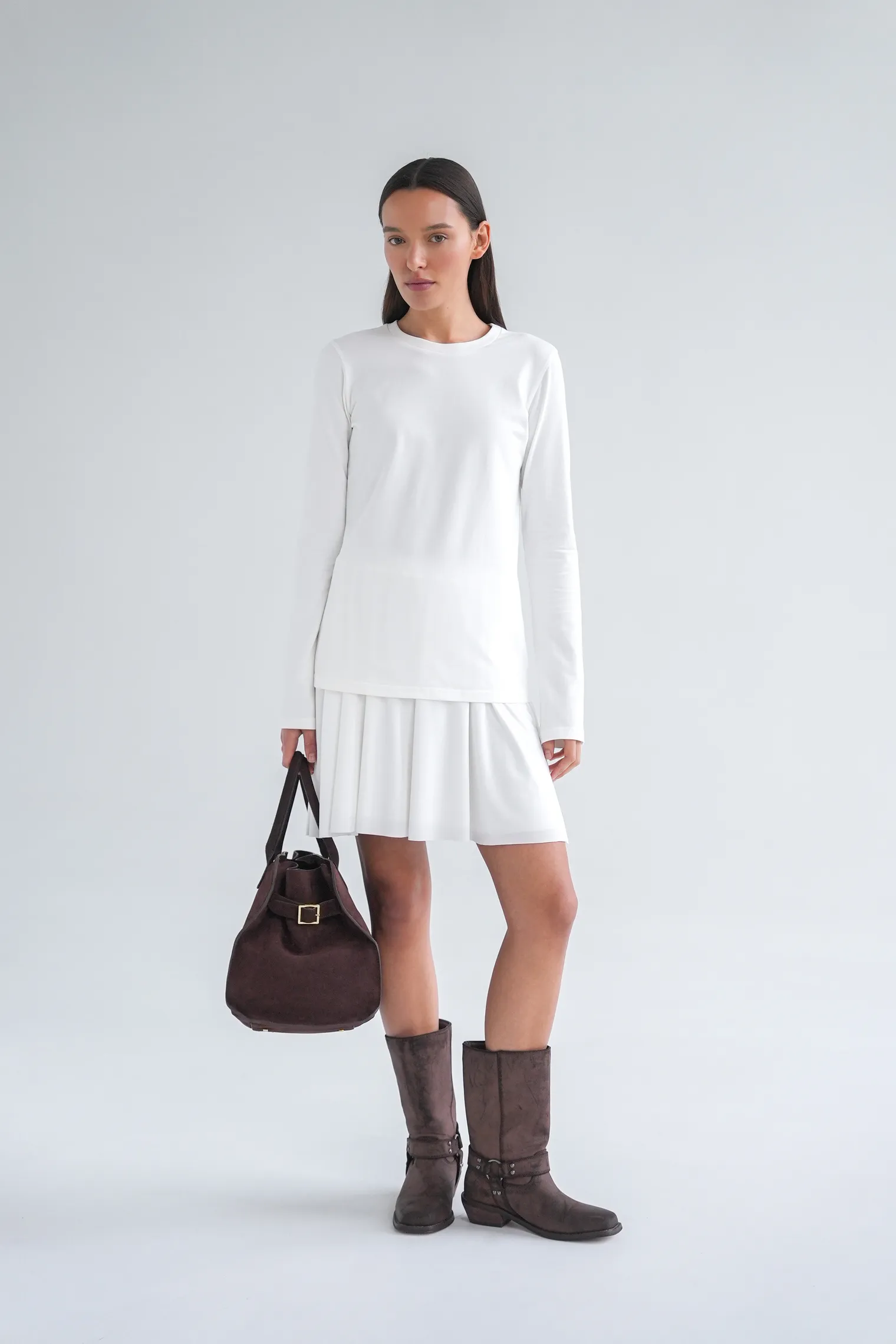 Юбка мини из трикотажа белого цвета фото 5