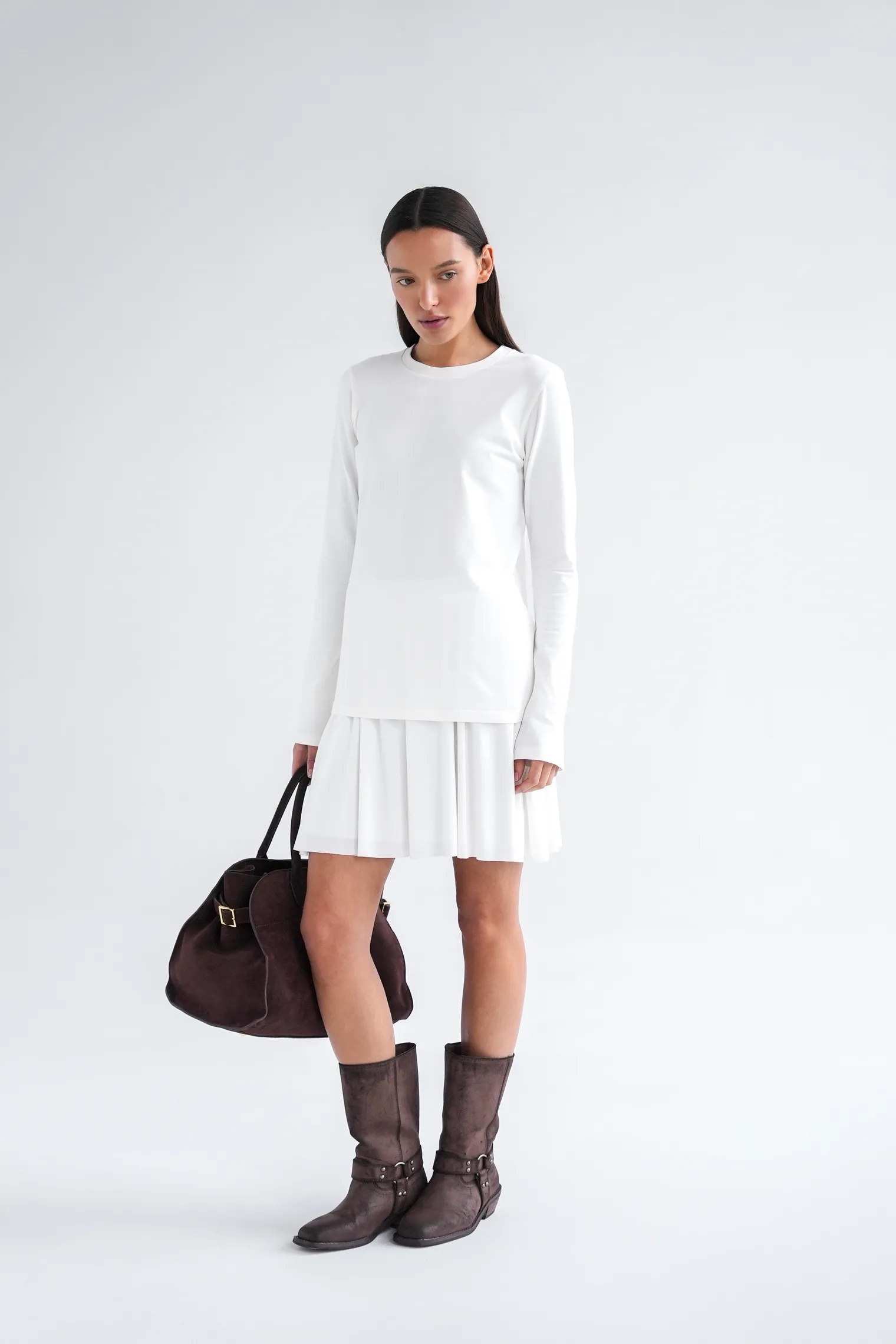 Юбка мини из трикотажа белого цвета фото 6