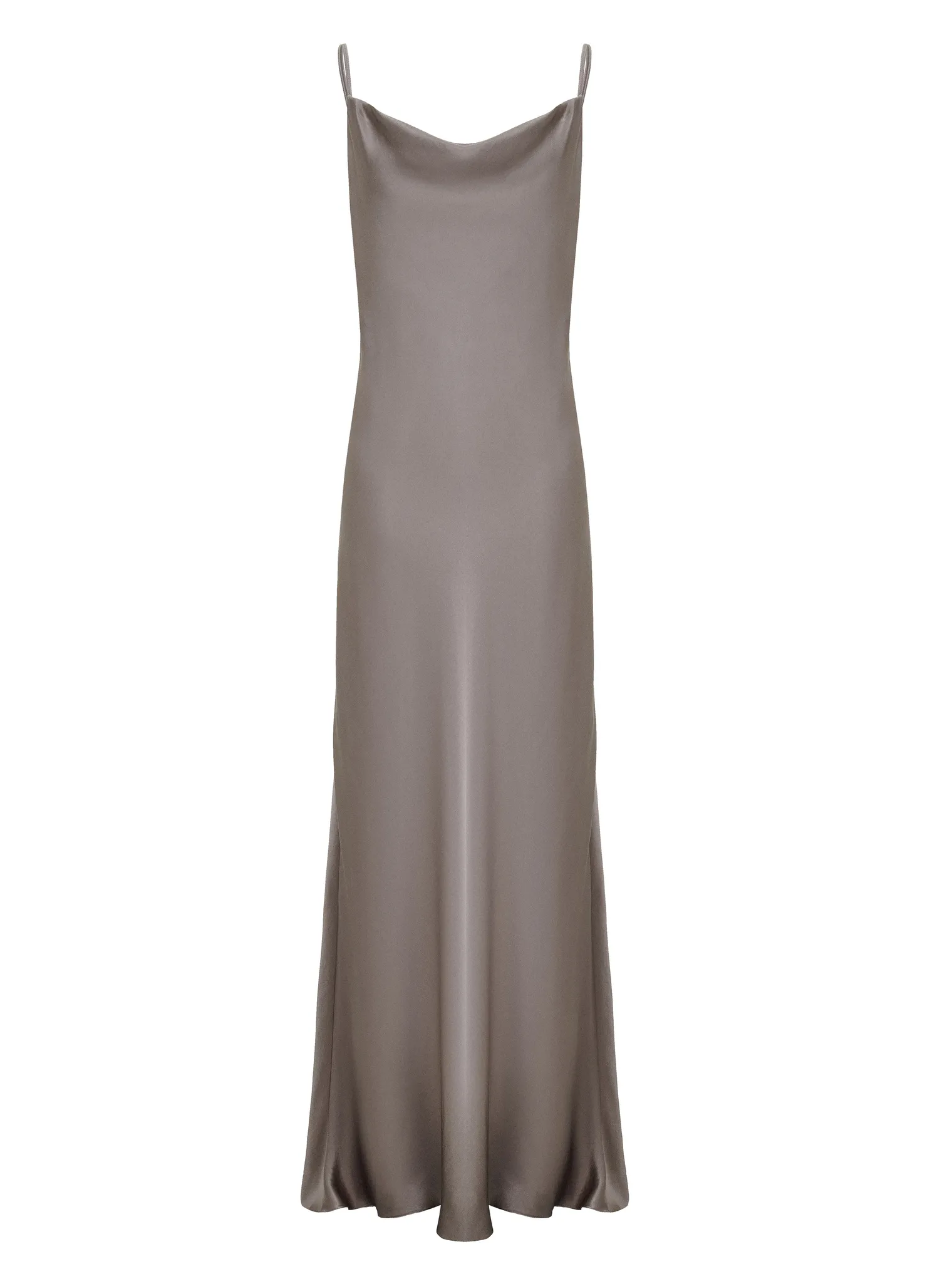 Платье-комбинация из струящейся ткани бежевого цвета фото 1