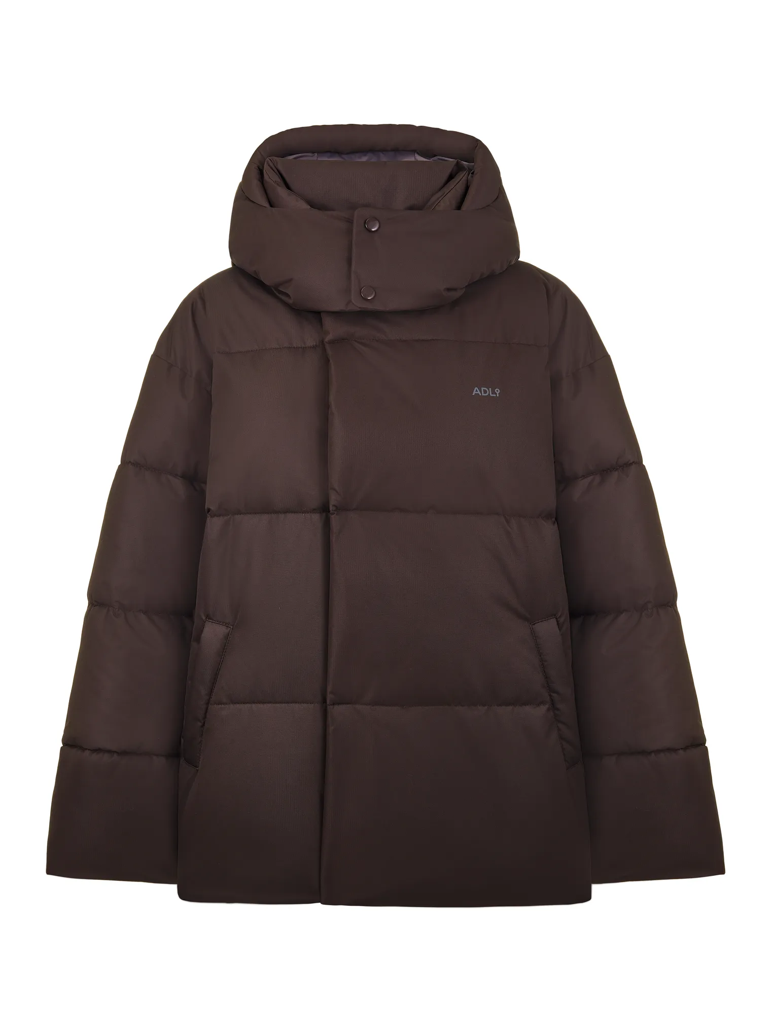 Пуховик стёганный с капюшоном шоколадного цвета фото 9