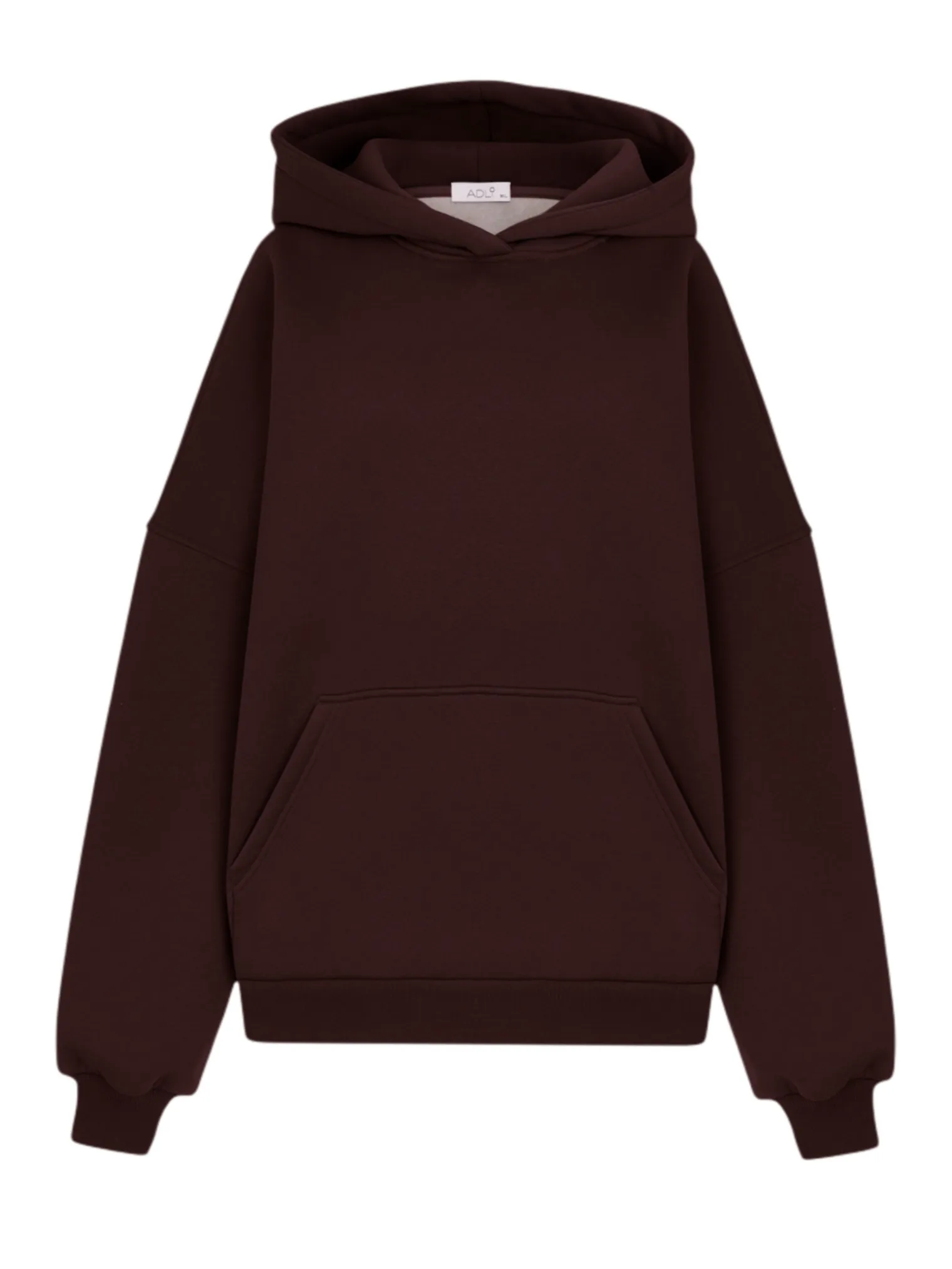Худи свободного кроя с капюшоном цвета горький шоколад фото 7