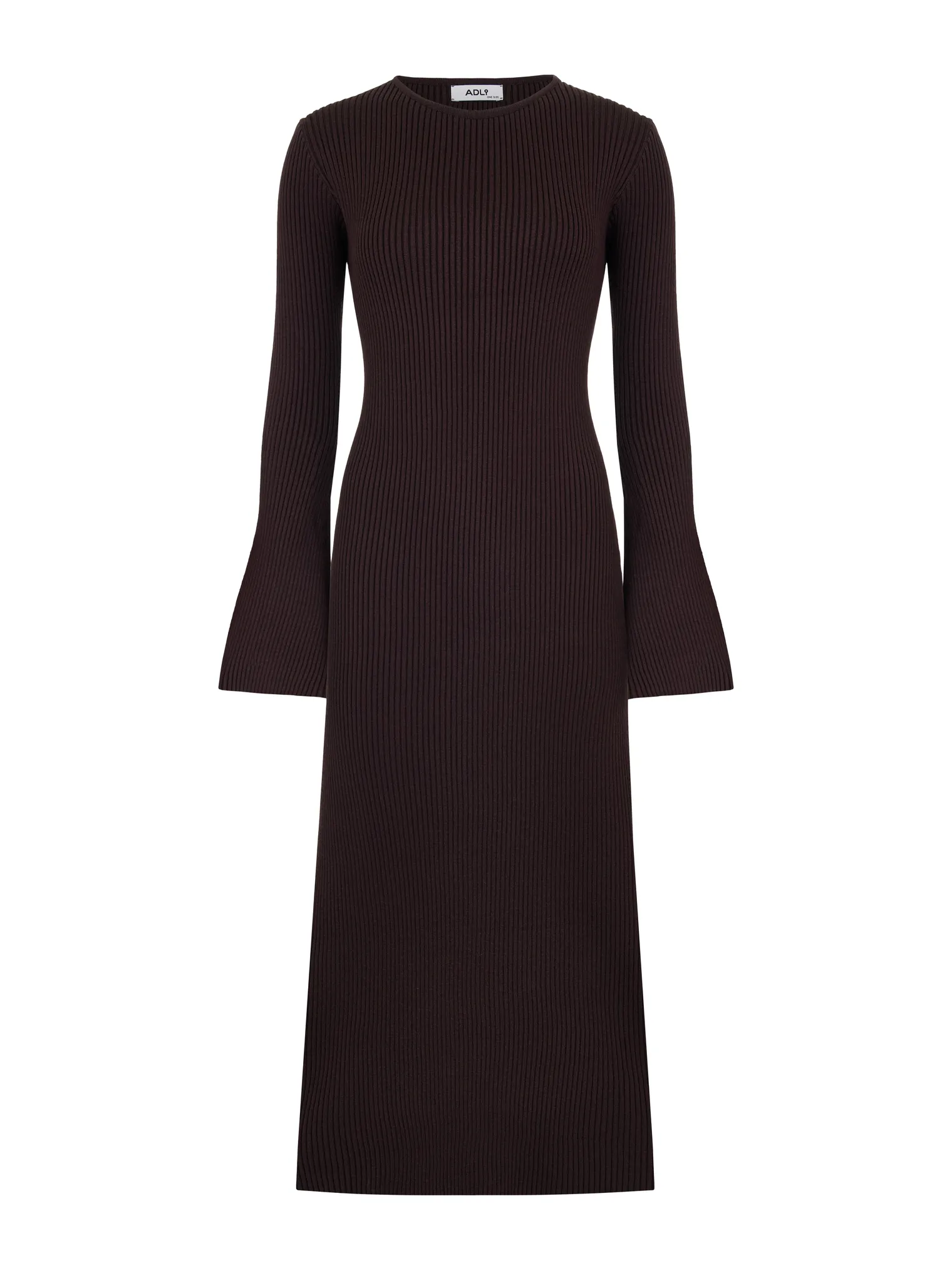 Платье миди мелкой вязки с низким воротником сливового цвета фото 9