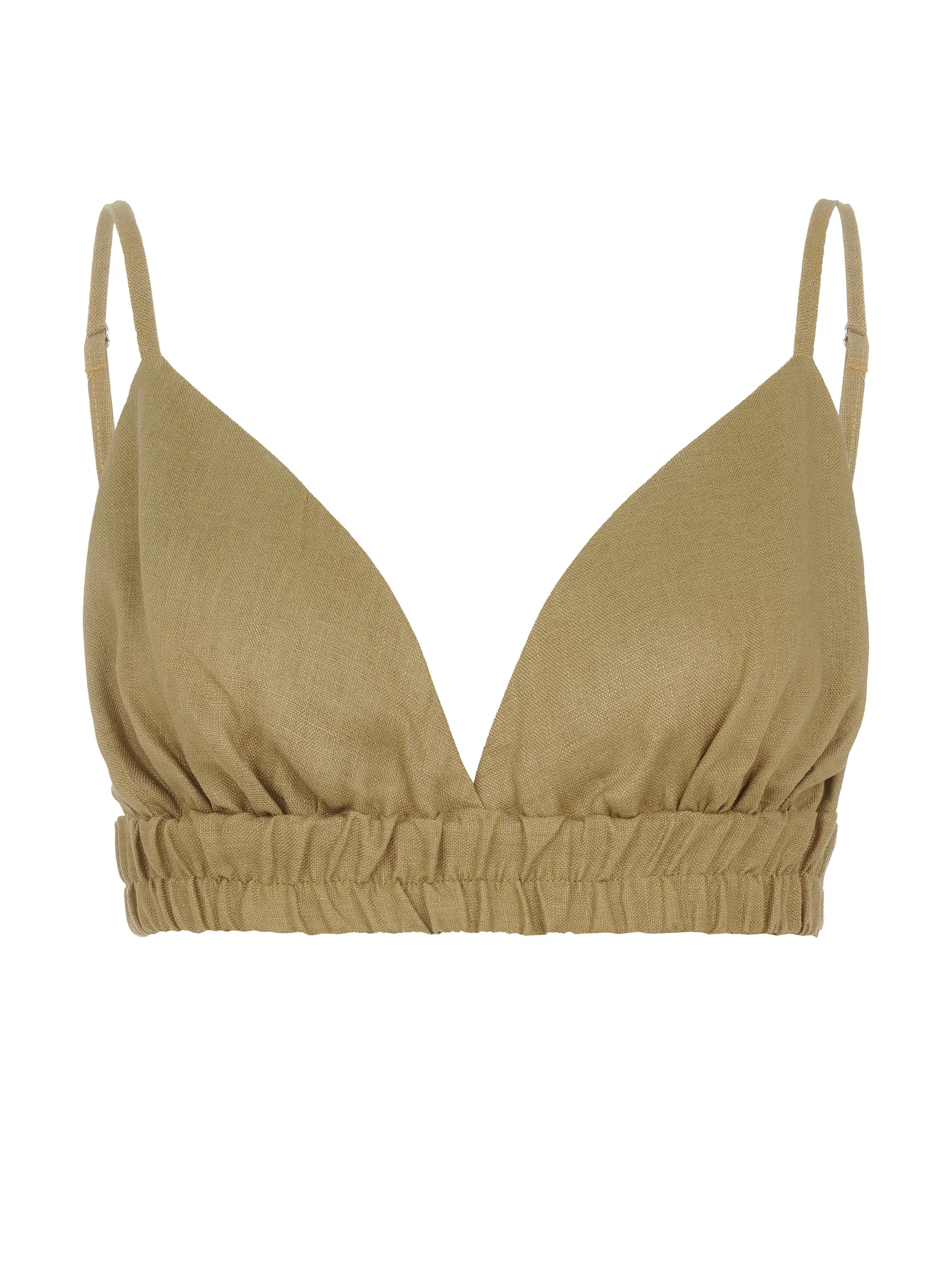 Топ на регулируемых бретелях с завязками горчичного цвета фото 1