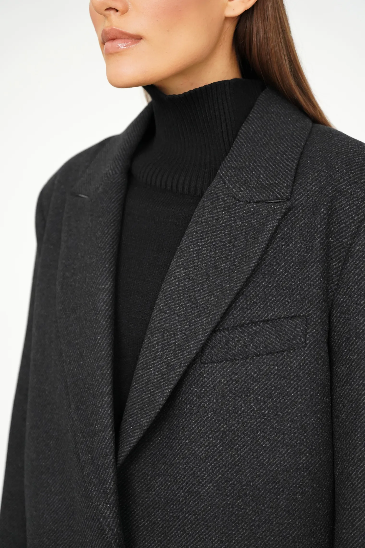 Пальто-жакет однобортное в цвете чёрный/графит фото 2