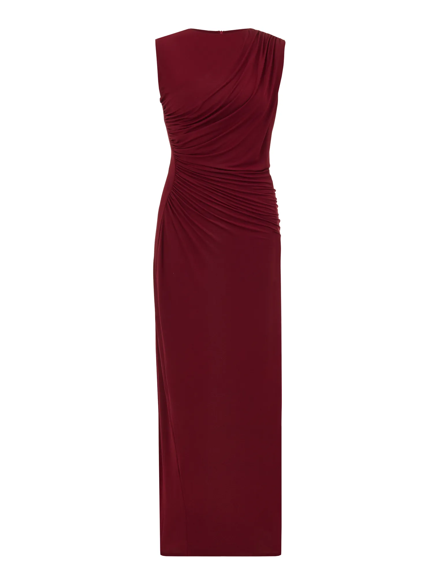 Платье макси со складками бордового цвета фото 8