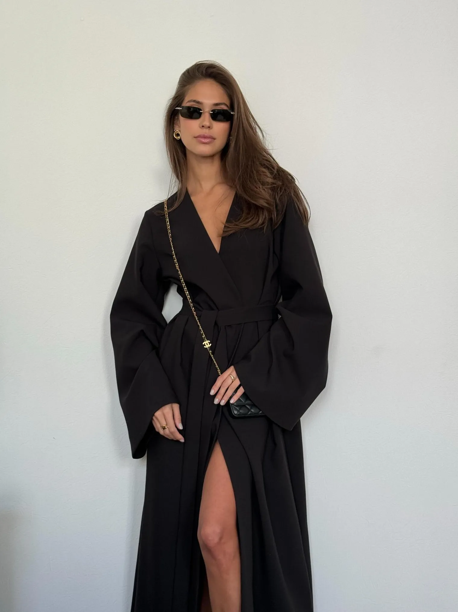 Платье миди с поясом чёрного цвета фото 3