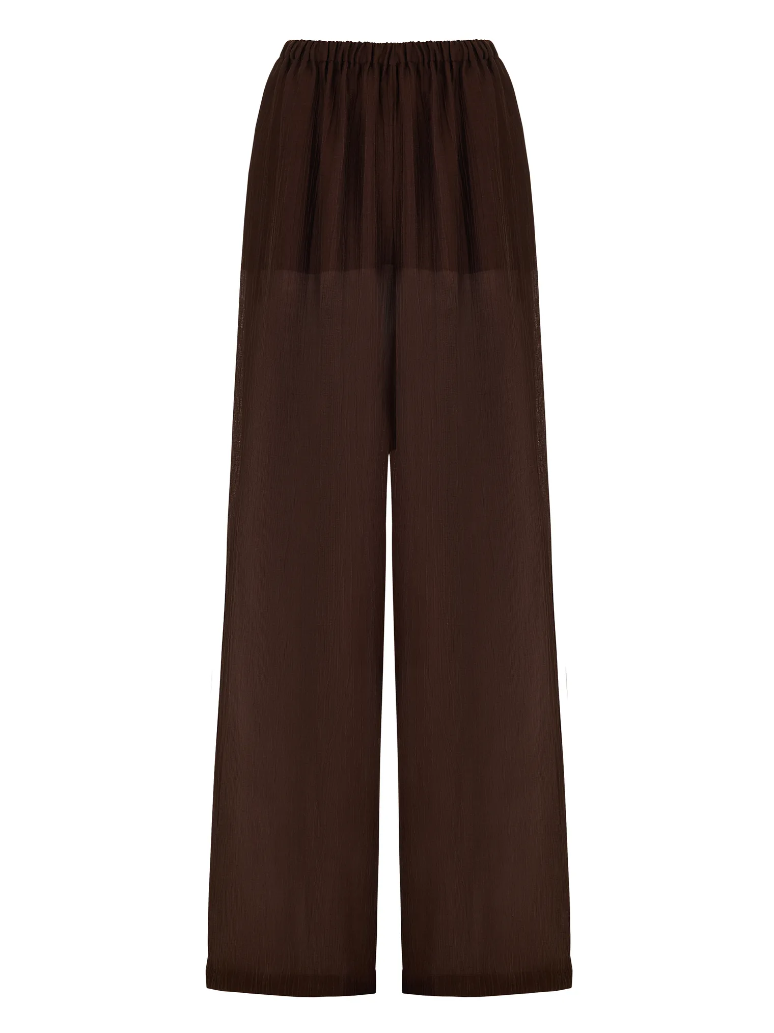 Брюки свободного кроя из жатой ткани цвета горький шоколад фото 8