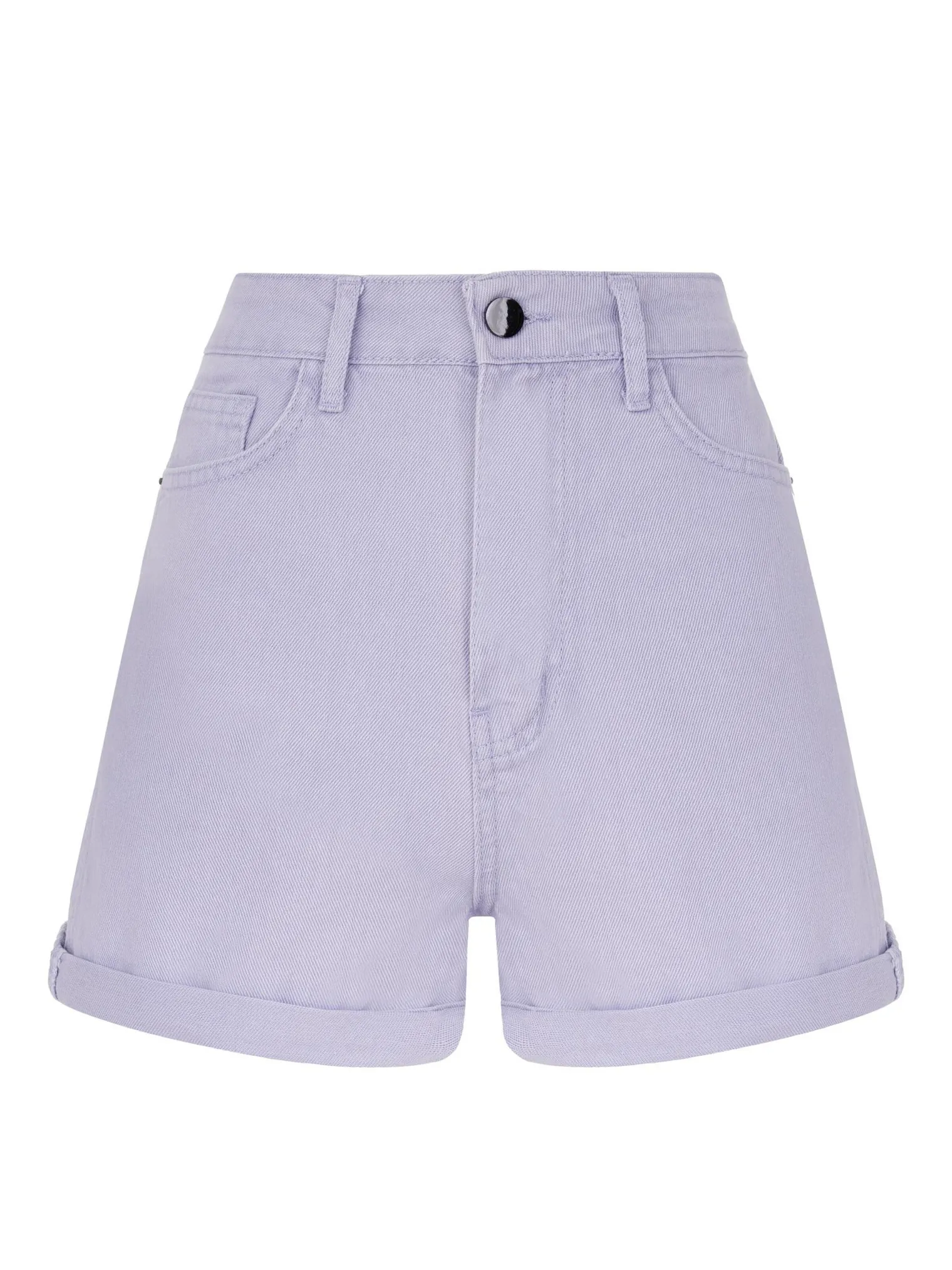 Шорты джинсовые с завышенной талией лавандового цвета фото 1