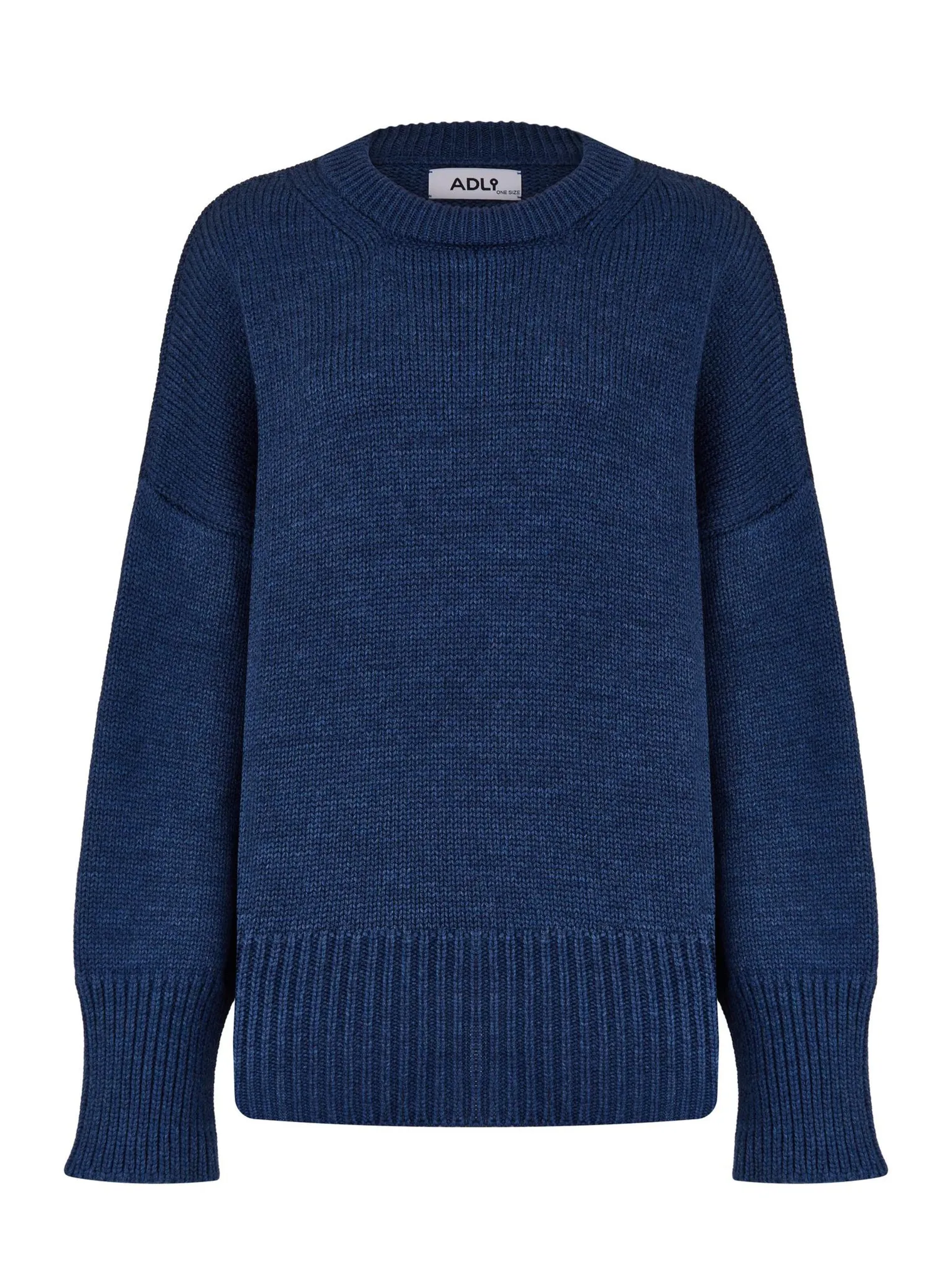 Джемпер крупной вязки с низким воротником цвета синий пепел фото 8