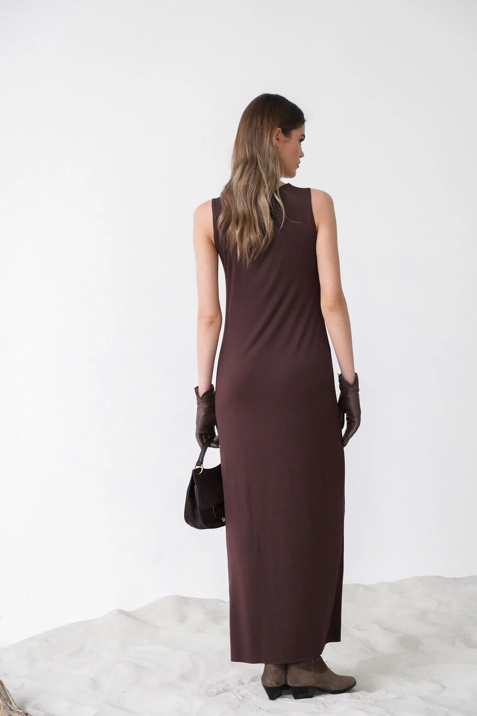 Платье макси цвета горький шоколад фото 4