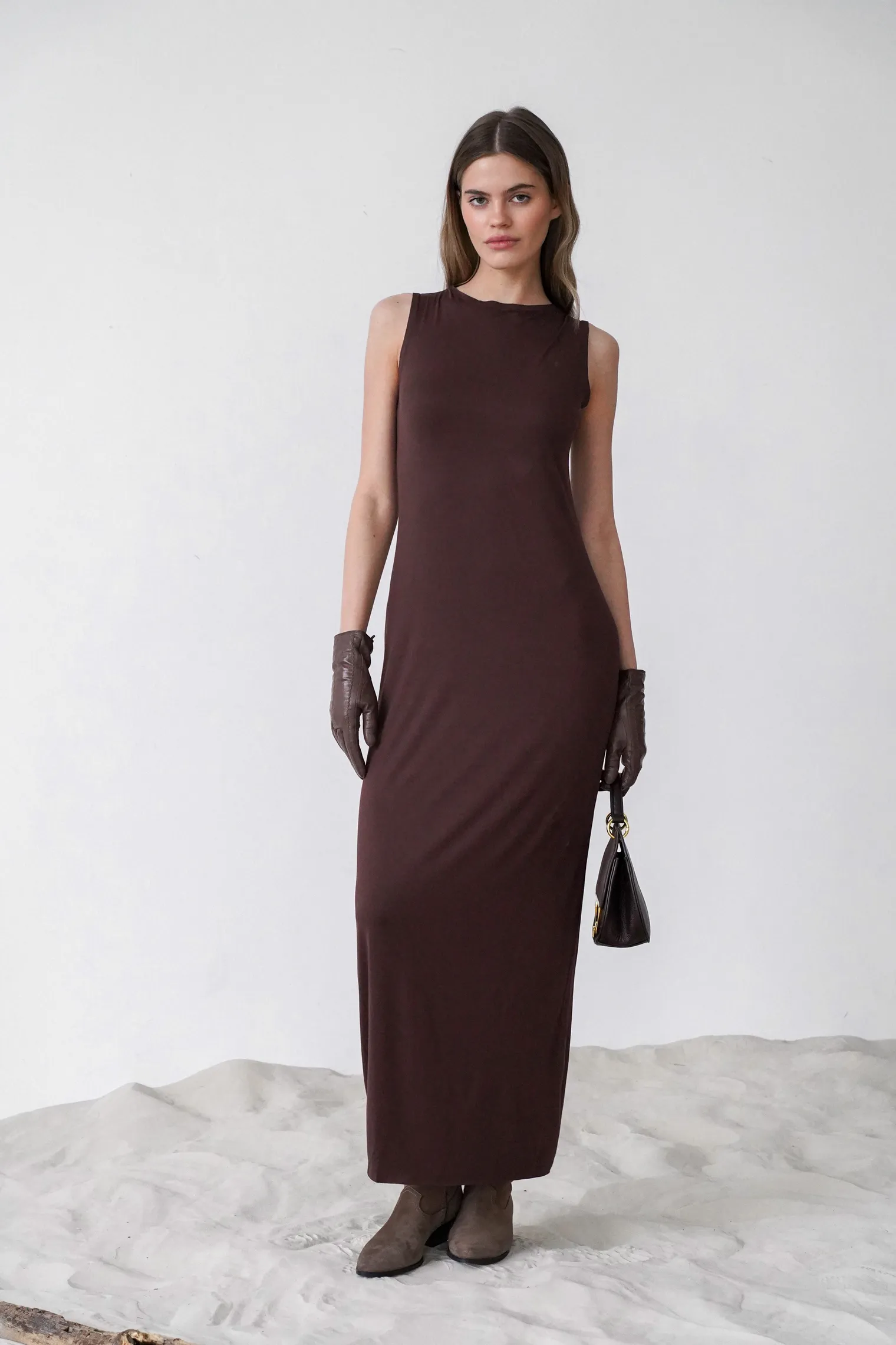 Платье макси цвета горький шоколад фото 3