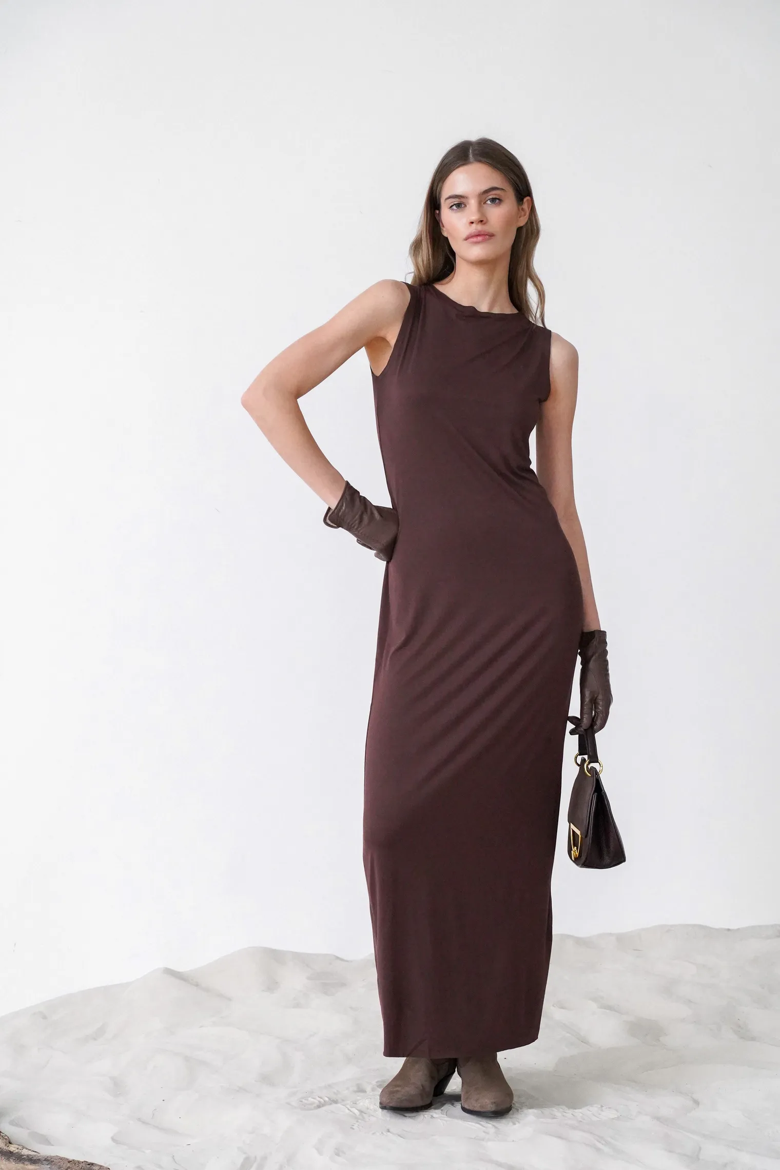 Платье макси цвета горький шоколад фото 5