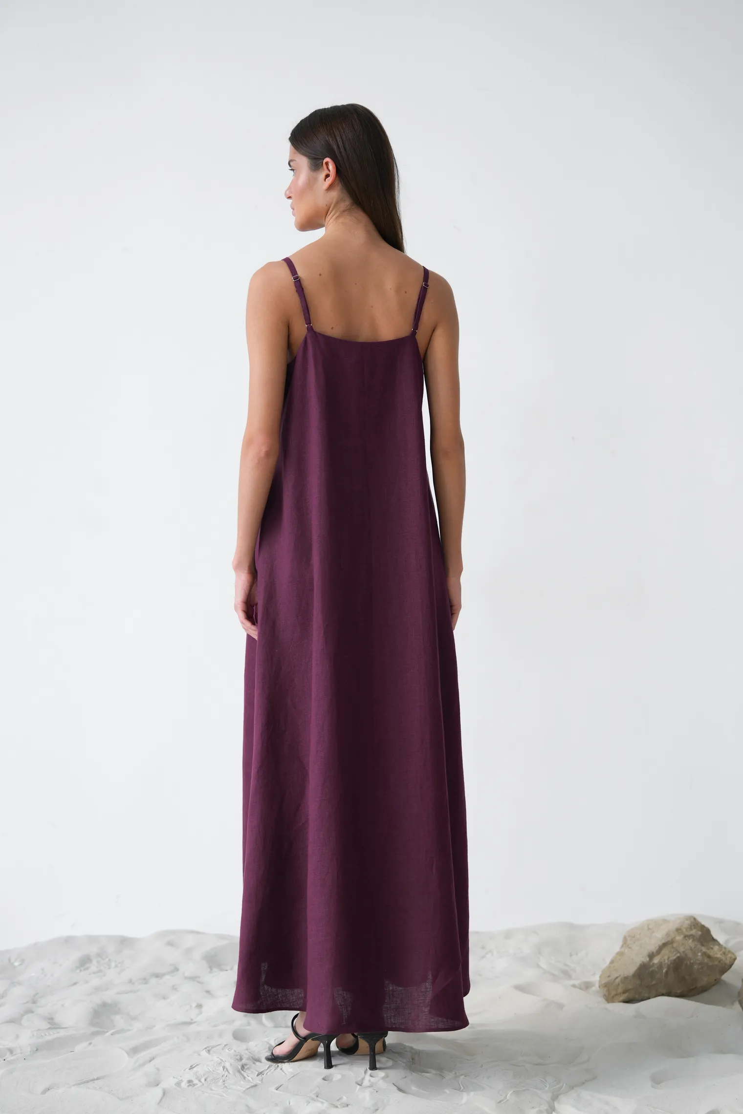 Сарафан изо льна цвета инжир фото 4