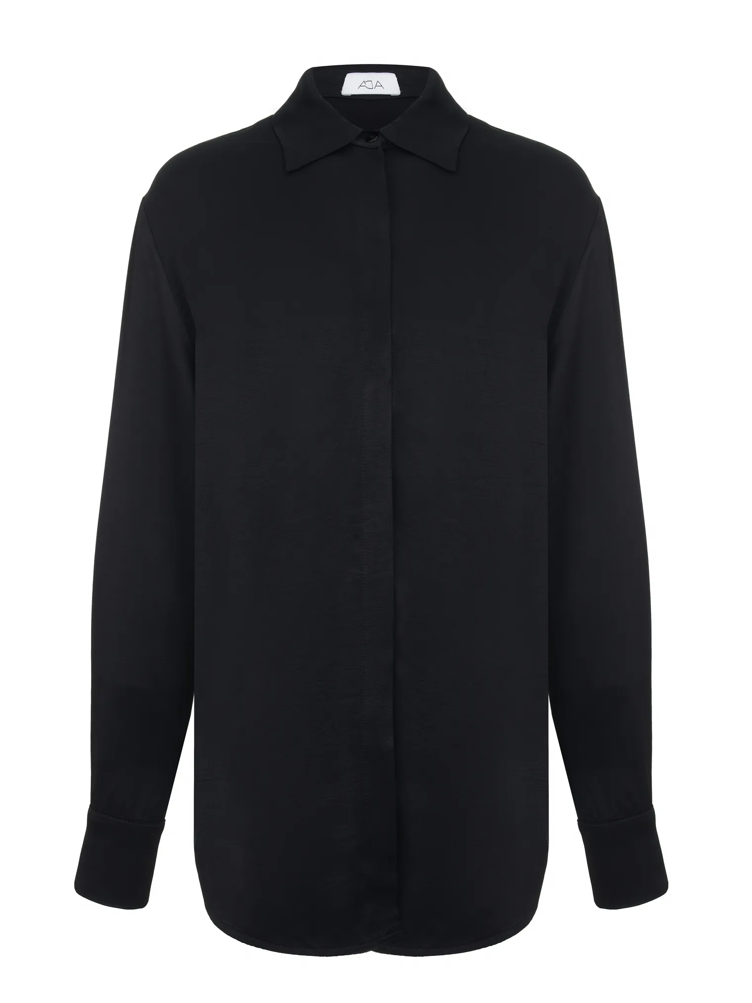 Рубашка из струящейся ткани чёрного цвета фото 1