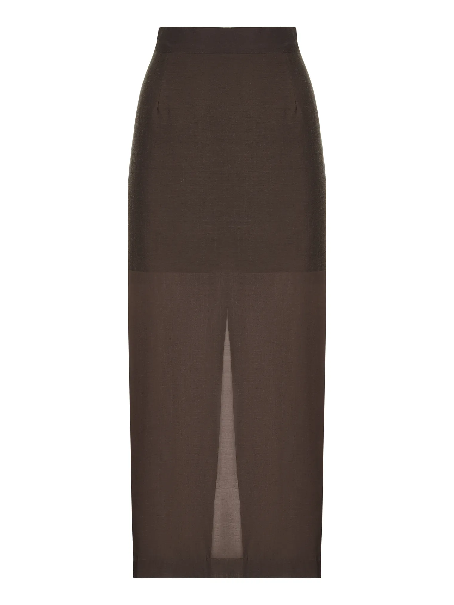 Юбка миди из прозрачной ткани шоколадного цвета фото 8