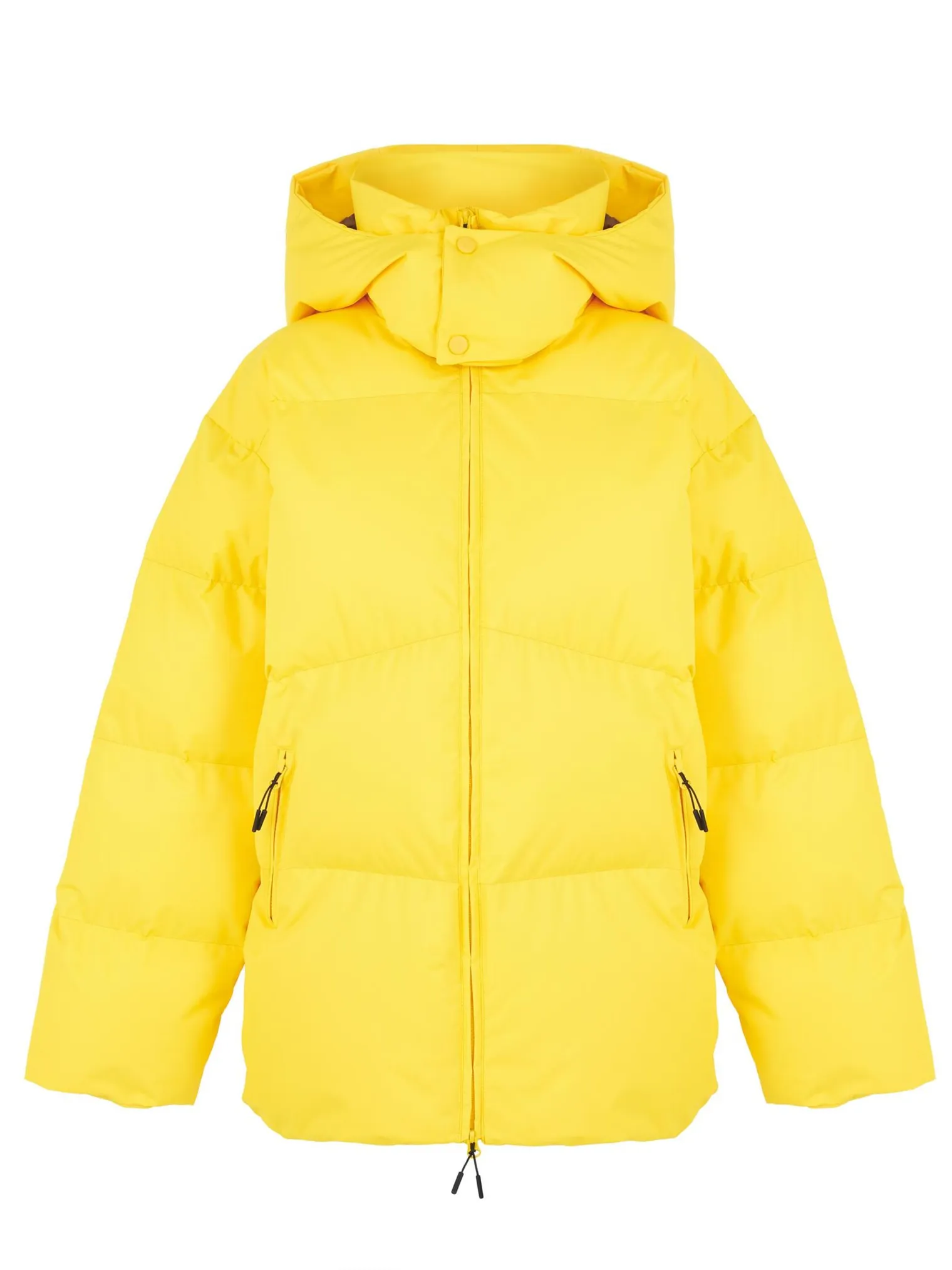 Зимняя стёганная куртка с капюшоном жёлтого цвета фото 8