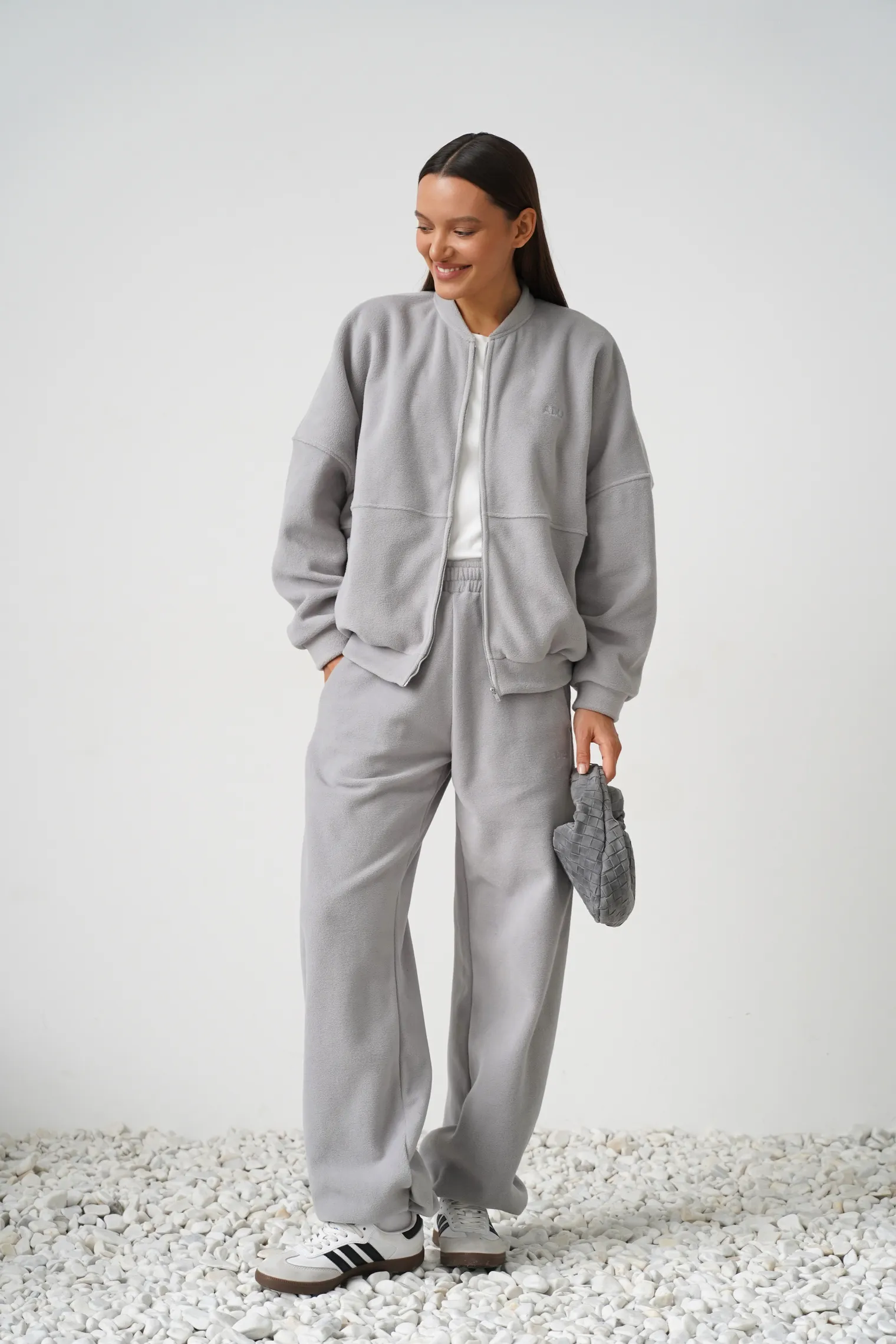 Свитшот на молнии из флиса пепельного цвета фото 5