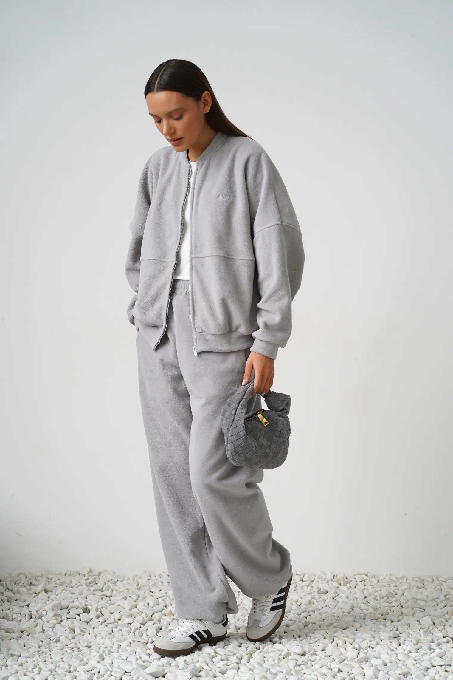 Свитшот на молнии из флиса пепельного цвета фото 3